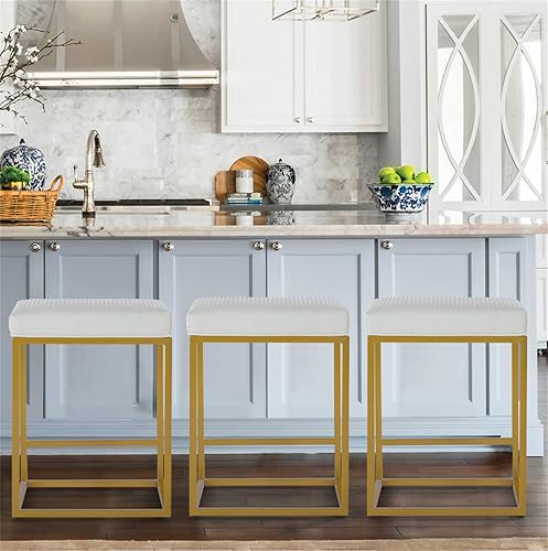 Sophia  William Juego de 3 taburetes de bar de altura de mostrador de 24 pulgadas para encimera de cocina taburetes de bar modernos tapizados de