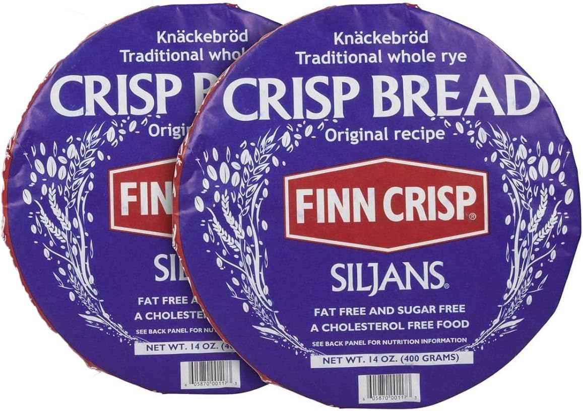 Siljans Round Rye Crispbread 2 x 14oz | Knäckebröd From Finland | Multipack of Authentic Finnish Sourdough Crispbreads | Rye Hardtack | Large Finnish Rye Bread Rounds [28oz, 8 wheels]