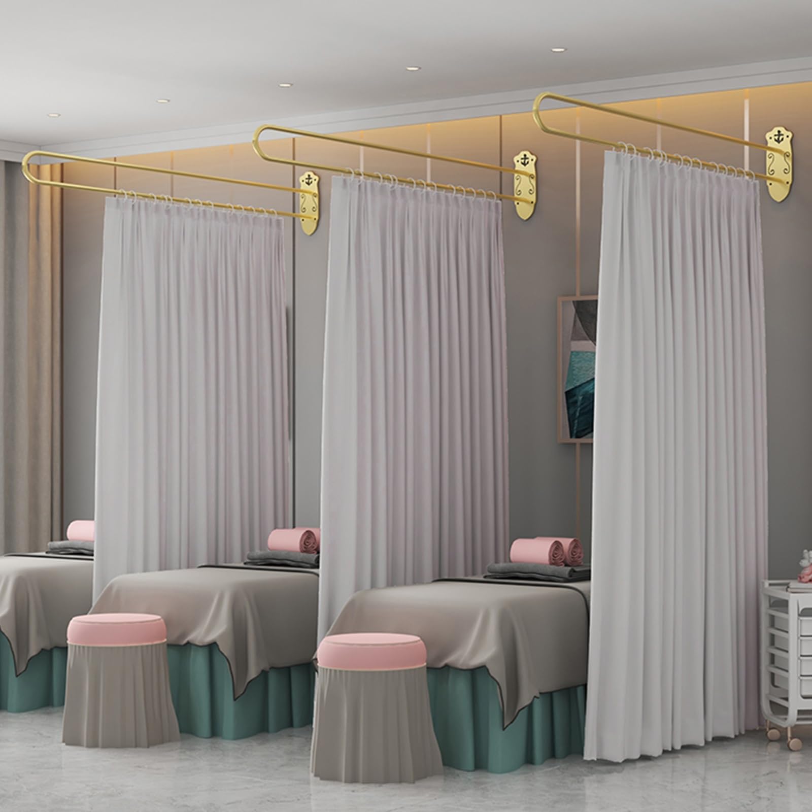 GLDYTVF Set of 3 Gold U Shaped Metal Curtain Rods for Room Dividers 200cm/6.6ft Ideal for Beauty Salons Rooms and Hospitals Durable and Stylish.
