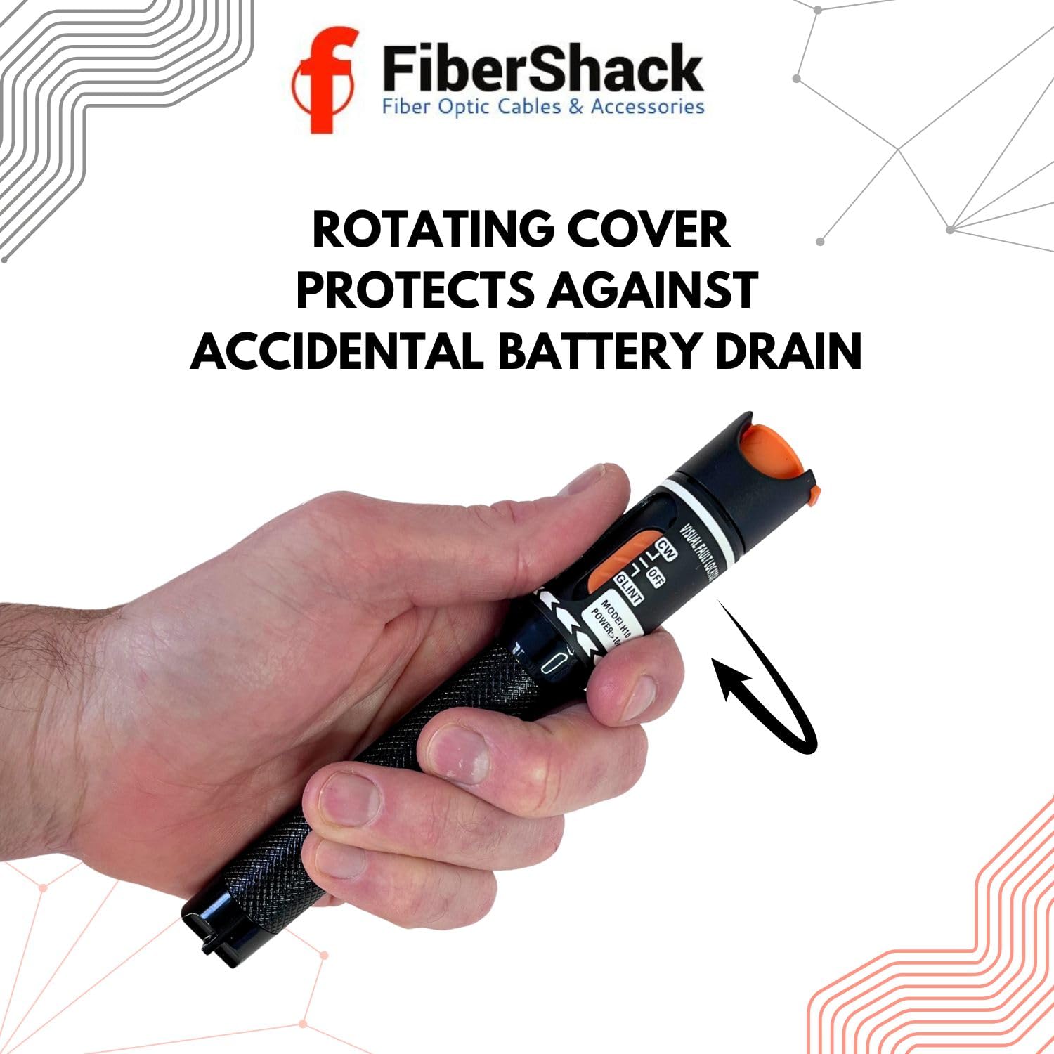 FiberShack - 10km VFL Fiber Optic Tester - Fiber Visual Fault Locator with Aluminum Body - Optical Tester Kit Includes Couplers & 3X 1ft Armored Jumper Cables
