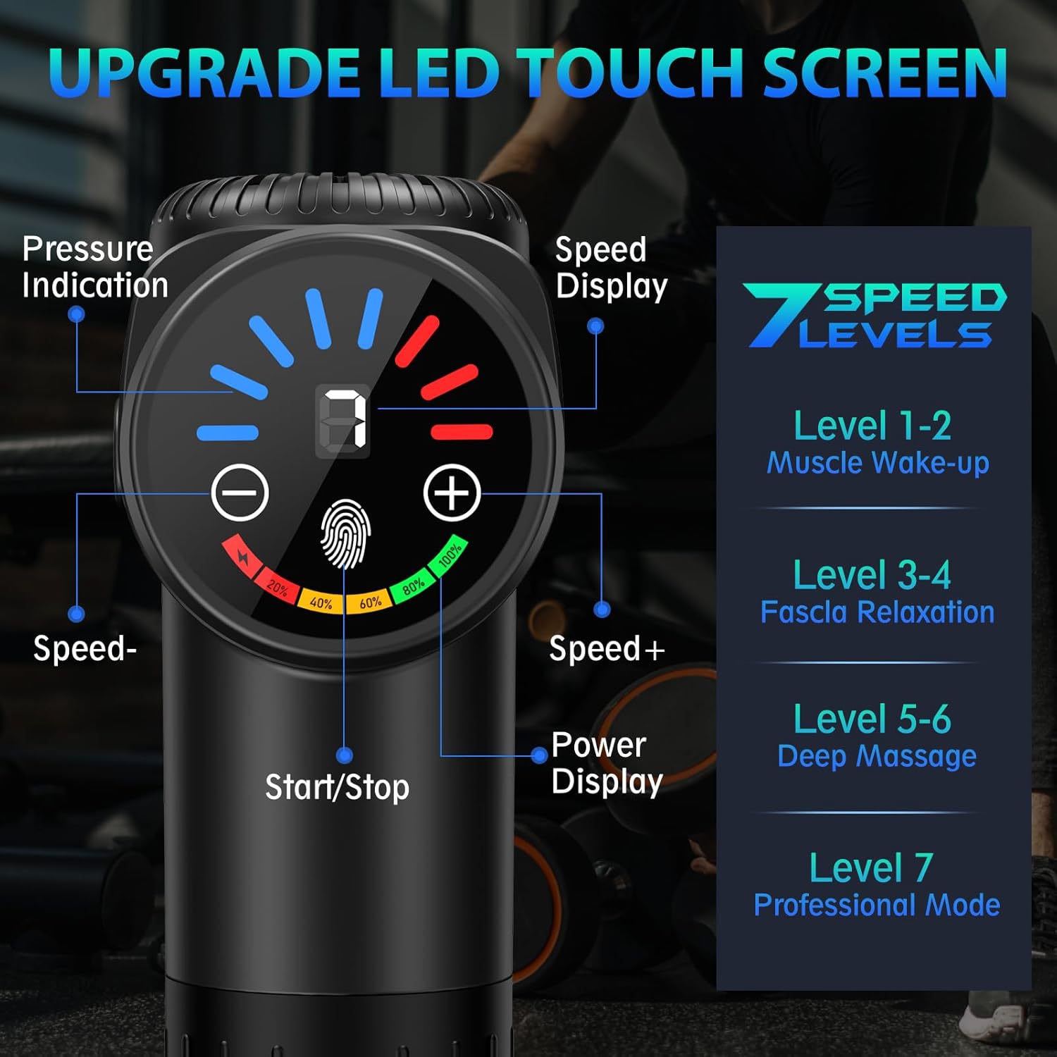 TOLOCO Massage Gun, Deep Tissue Back Massage for Athletes for Pain Relief, Percussion Massager with 10 Massages Heads & Silent Brushless Motor, Christmas Gifts for Women, Men, Blac...