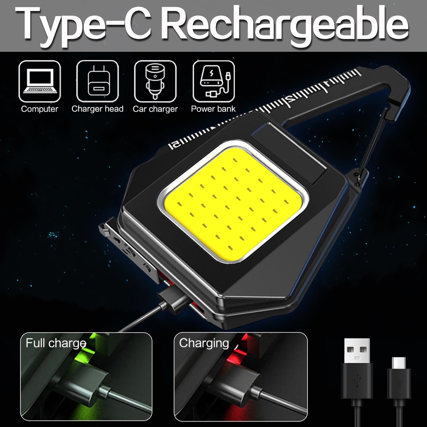Lampe Torche LED Puissante Rechargeable COB Lampe de Travail Baladeuse