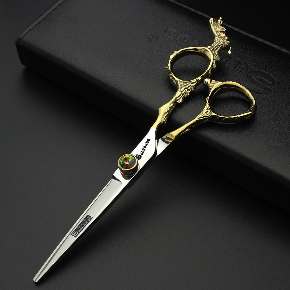 Japón Studio herramientas de modelado de peluquería profesional 6.0 pulgadas corte de pelo tijeras + tijeras de entresacar Gems enviado al azar