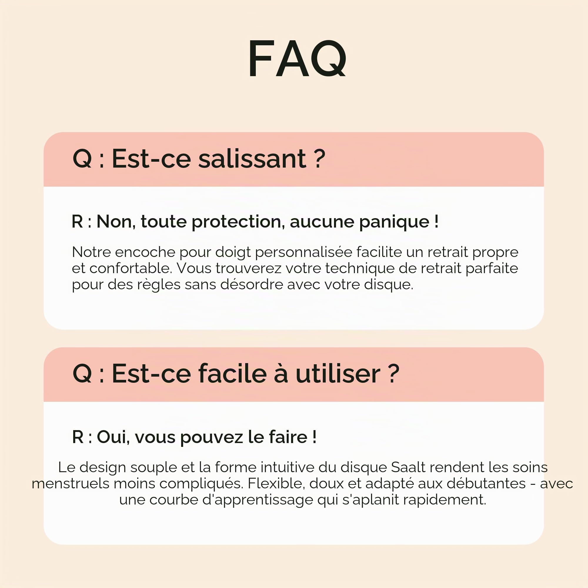 Disque menstruel Saalt – Disque réutilisable pour une protection de 12 heures – Sans BPA ni latex – Retrait facile – Doux, flexible et confortable - taille Petit, Corail