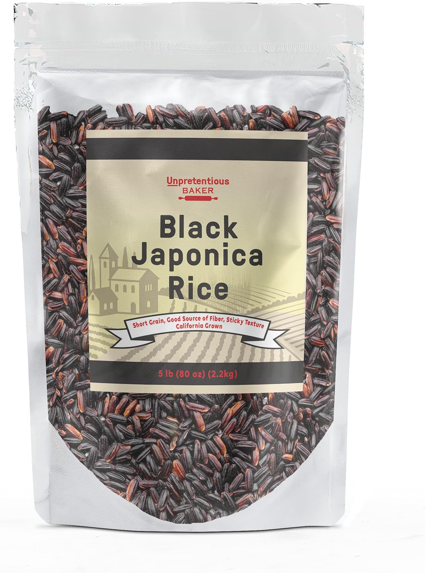 Unpretentious Black Japonica Rice, (5 lb), Good Source of Dietary Fiber, Nutty Flavor