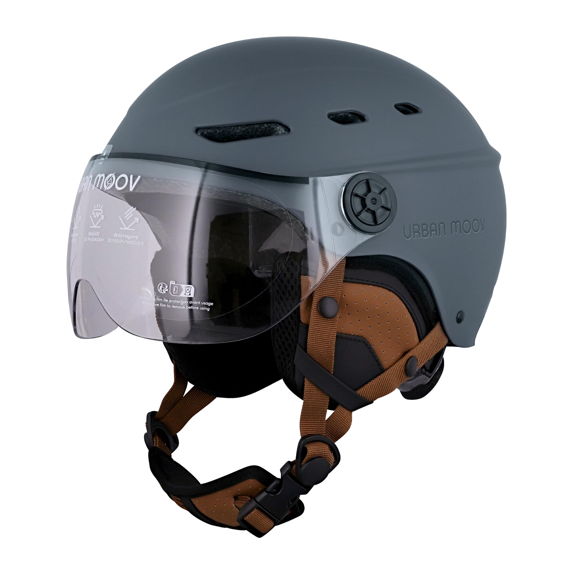 T'nB - Visor, Casque de Protection Vélo et Trottinette Electrique, pour Homme et Femme, Visière Transparente, Réglage Molette, Caches-Oreilles Détachables