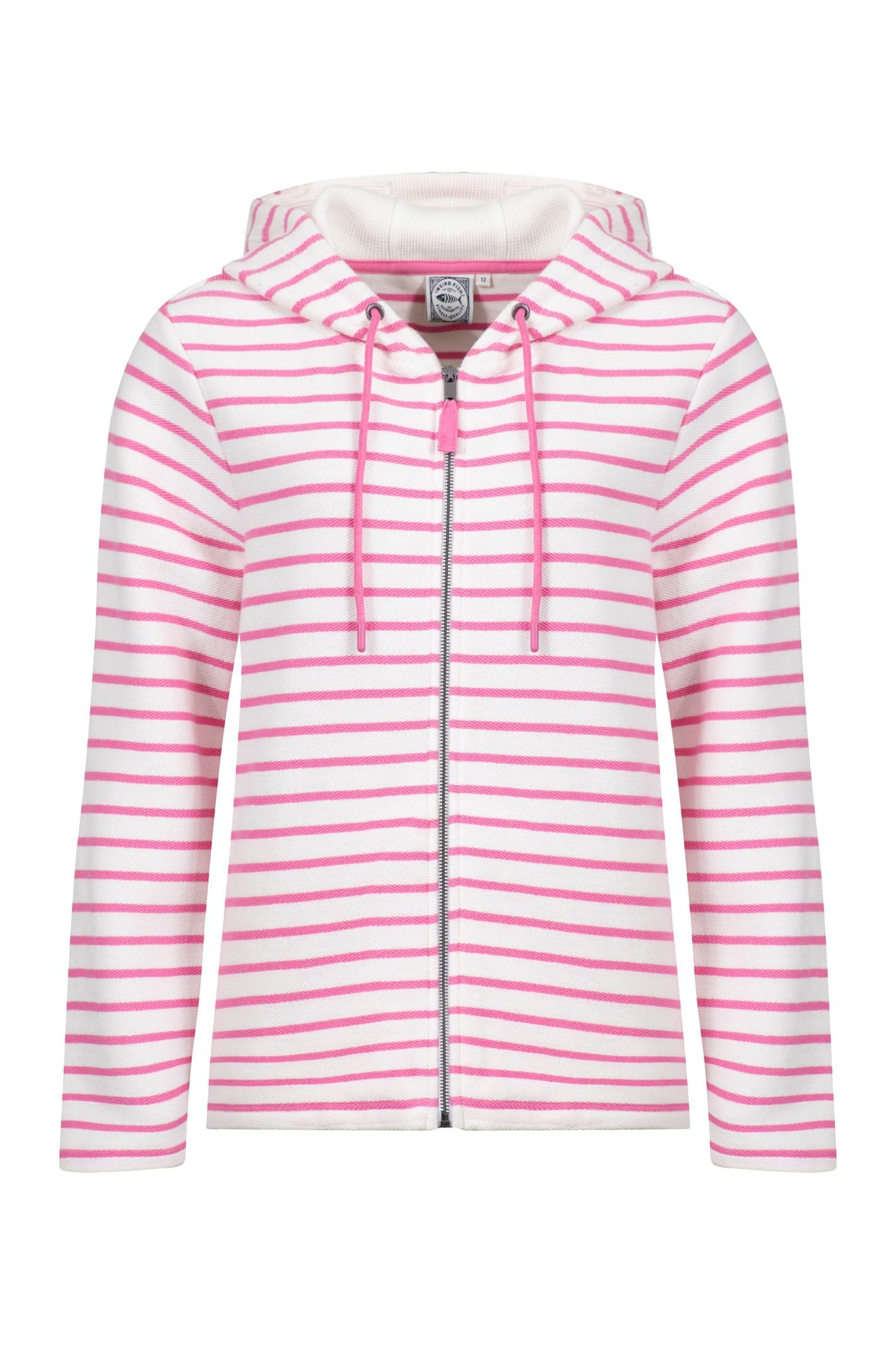 Weird Fish Women's Catalina Striped Full Zip Hoodie in Pink | Size: 20