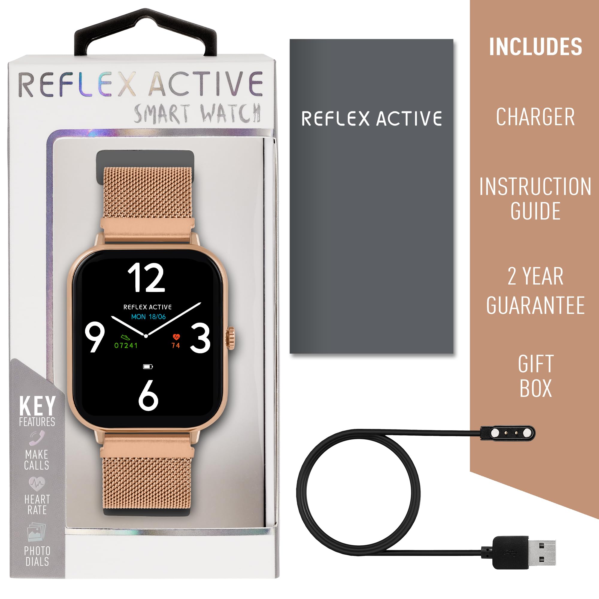 Reflex Active Montre connectée série 23 avec bracelet en maille plaqué or rose