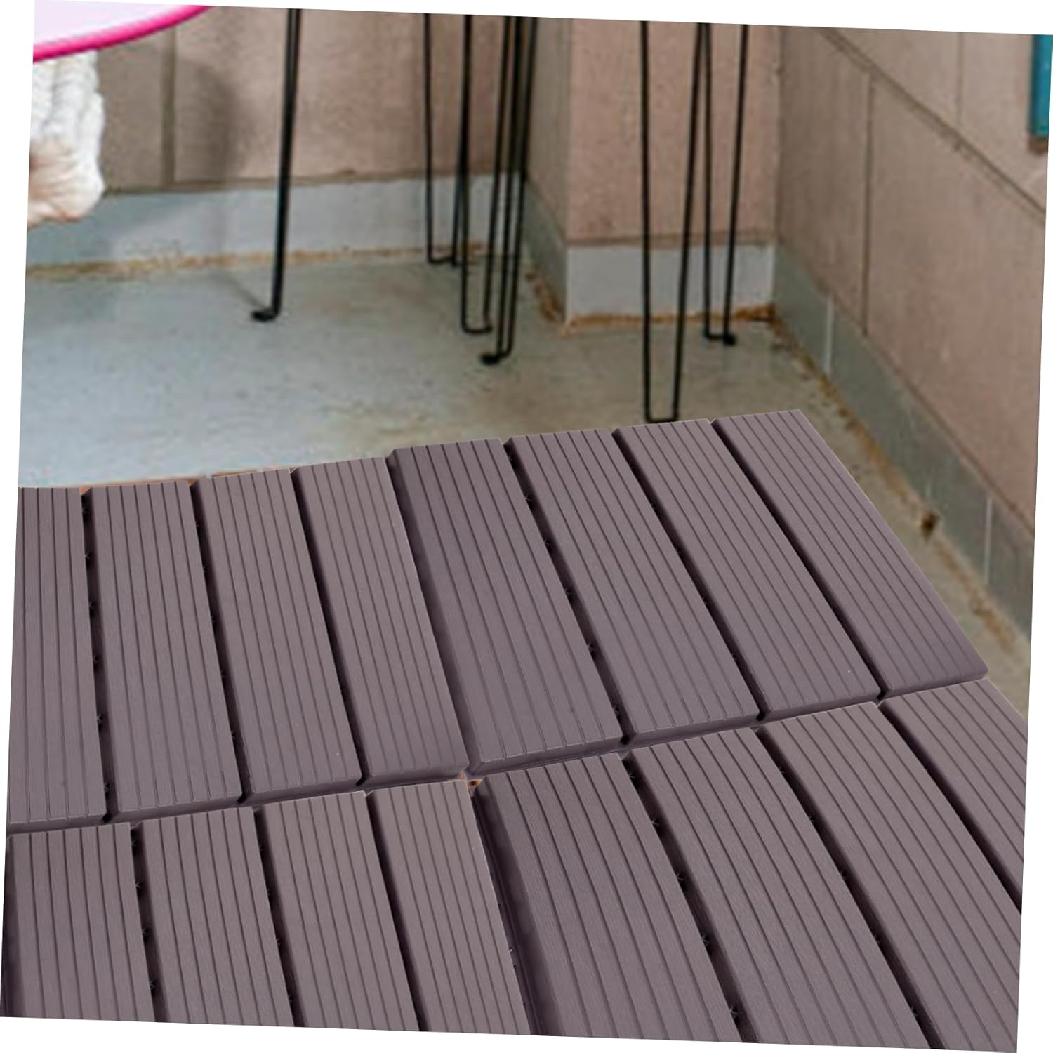 4pcs Interlocking Deck Tiles for Balcony Outdoor Plastic Flooring Weather-Resistant Patio Tiles Easy DIY Installation