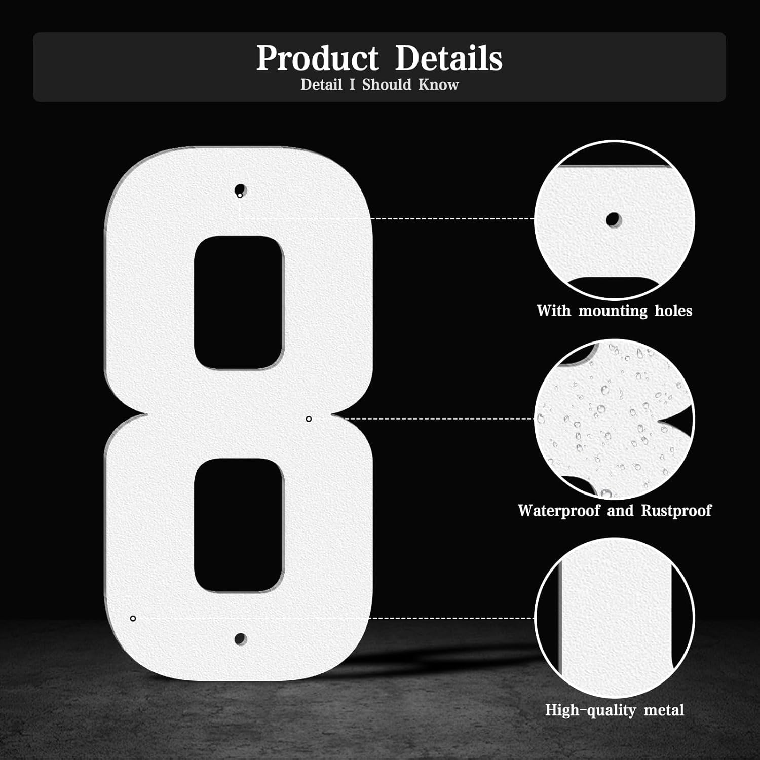 White Modern Address Numbers, Outdoor Mailbox Numbers, Metal House Numbers and Letters, for House, Office, Apartment, Farms, Garages Decoration Signs(20" T)