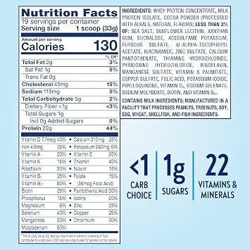 Glucerna Hunger Smart Diabetes Care Powder, Classic Chocolate, Diabetic Snack Replacement to Support Blood Sugar Management, 22g Protein, 130 Calories, 22.3 Oz, 2 Pack
