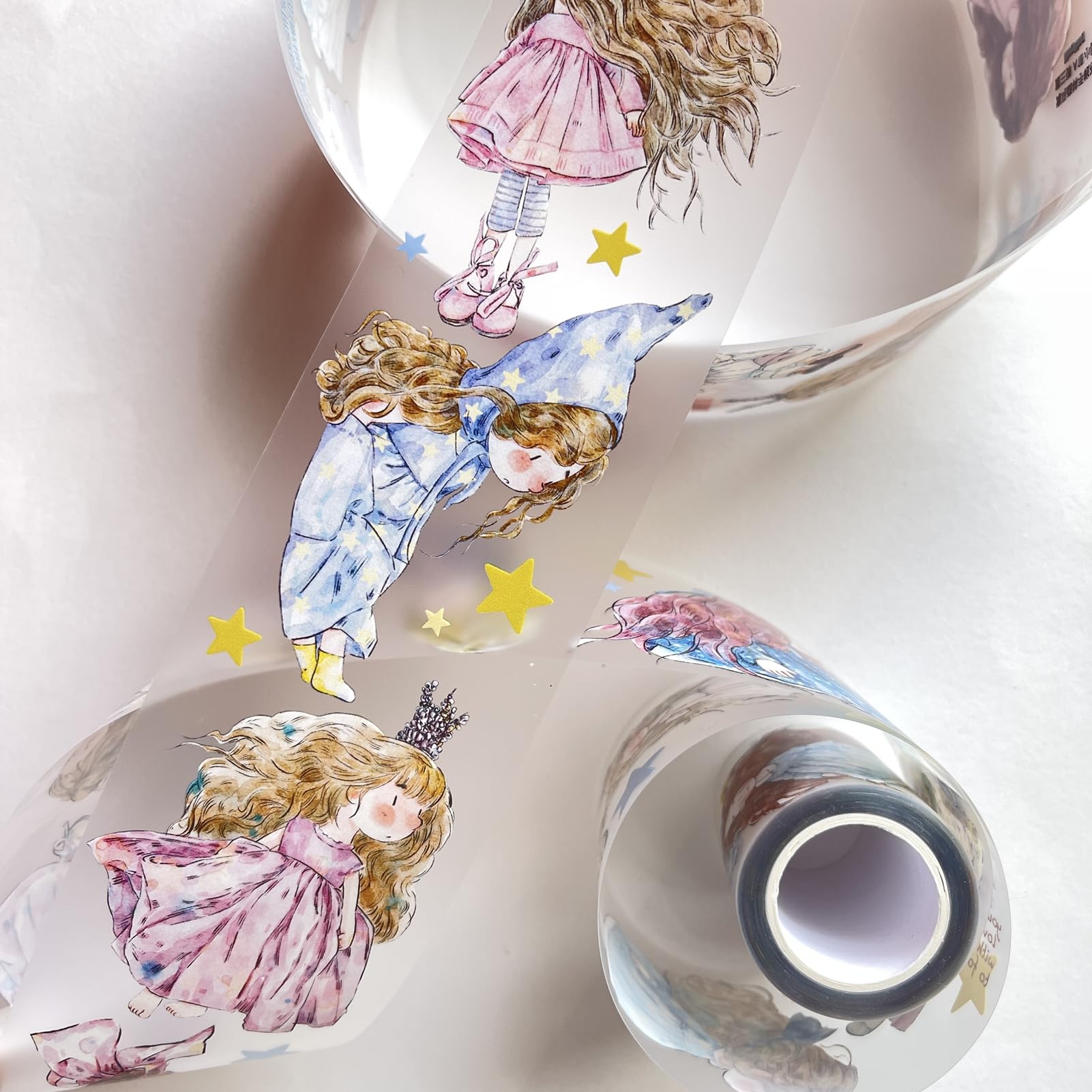 Kawaii Washi Tape Girl Stickers,SeaHorse Vol3-A18 XiaoNan,Original Design Vintage Clear PET Tape,Cute Kids Character Stickers,for Journaling,Scrapbook