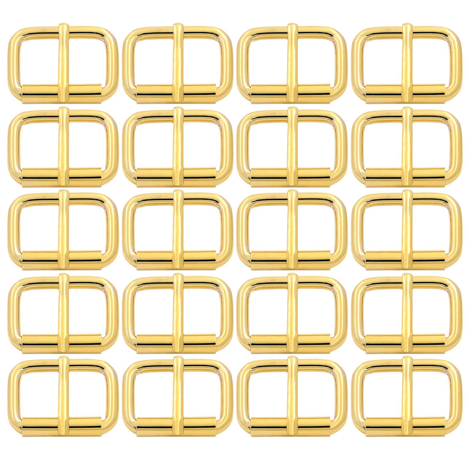 BIKICOCO Roller Buckle, 1'' x 5/8'' Heel Rolling Bar Buckles for Bags Leather Webbing Straps, Gold - Pack of 20