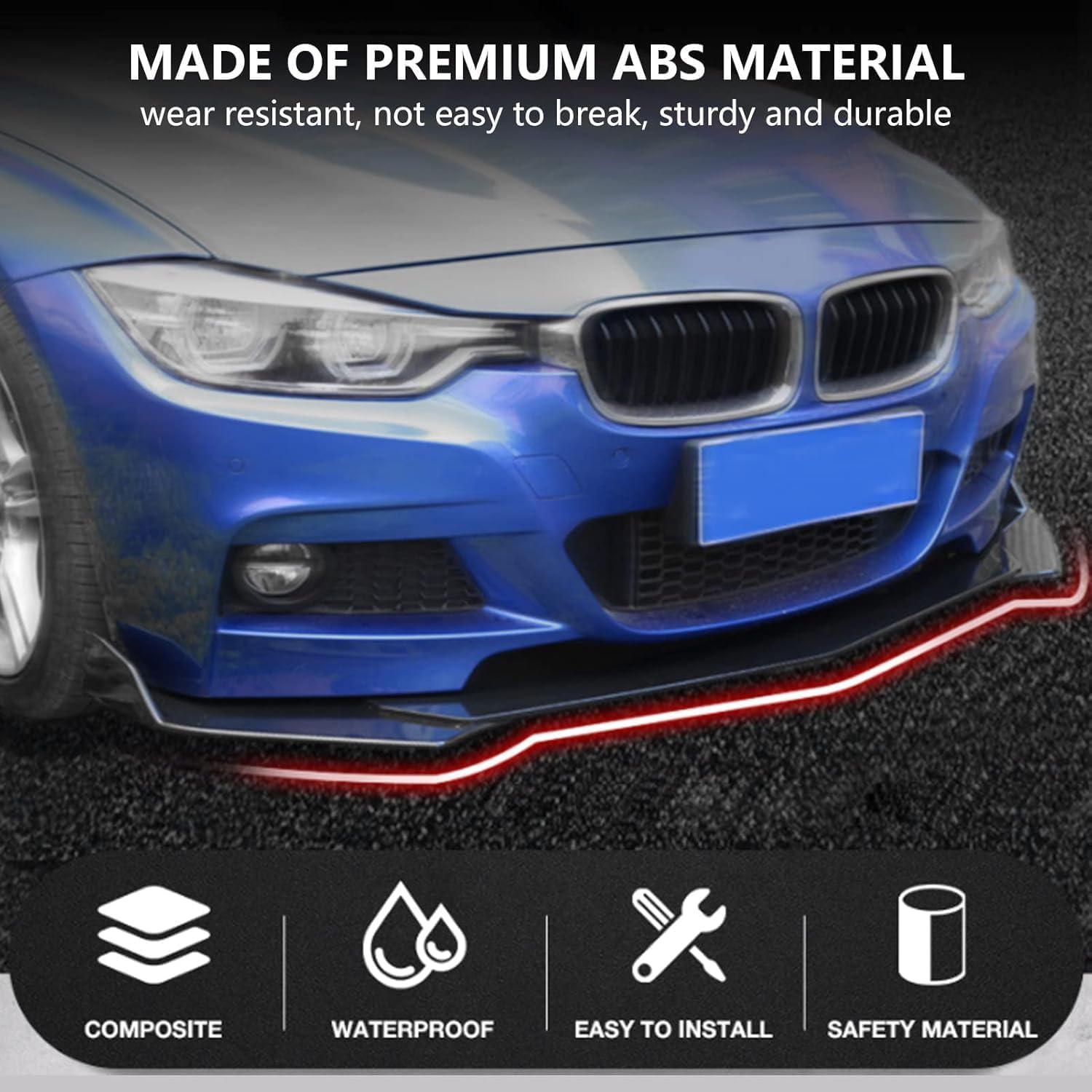 Spoiler Paraurti Anteriore Labbro per Fiat Punto Grande Cupra,ABS Paraurti Splitter Diffusore Protezione,AnticollisioneTuning Design Aerodinamico Kit