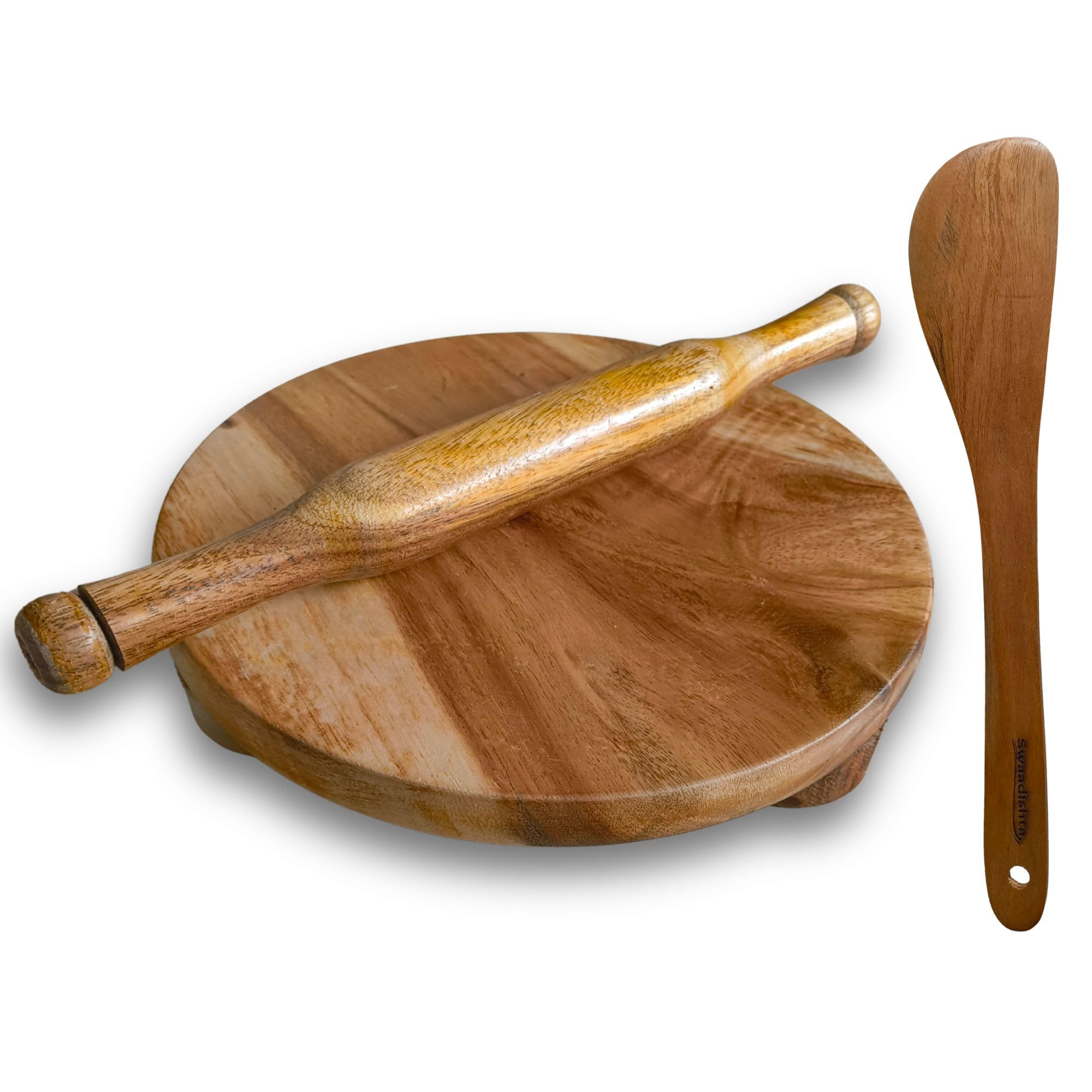 Premium 10in Wooden Chakla Belan Set with Palta | Rolling pin & Board for Chapati/roti | Board: 10in Roller: 14in | Roti Maker for Home & Kitchen | Kitchen Accessories Items-picture-13