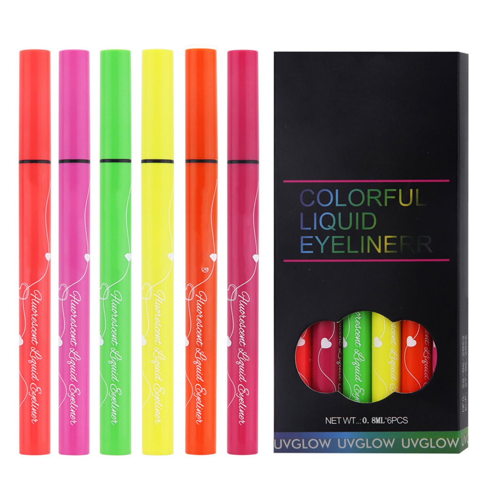 Aislor 6PCS Set Liquid Colored Glow Eyeliner Pencils Waterproof Smudgeproof Long Lasting Highly Pigmented Makeup Face Paint for