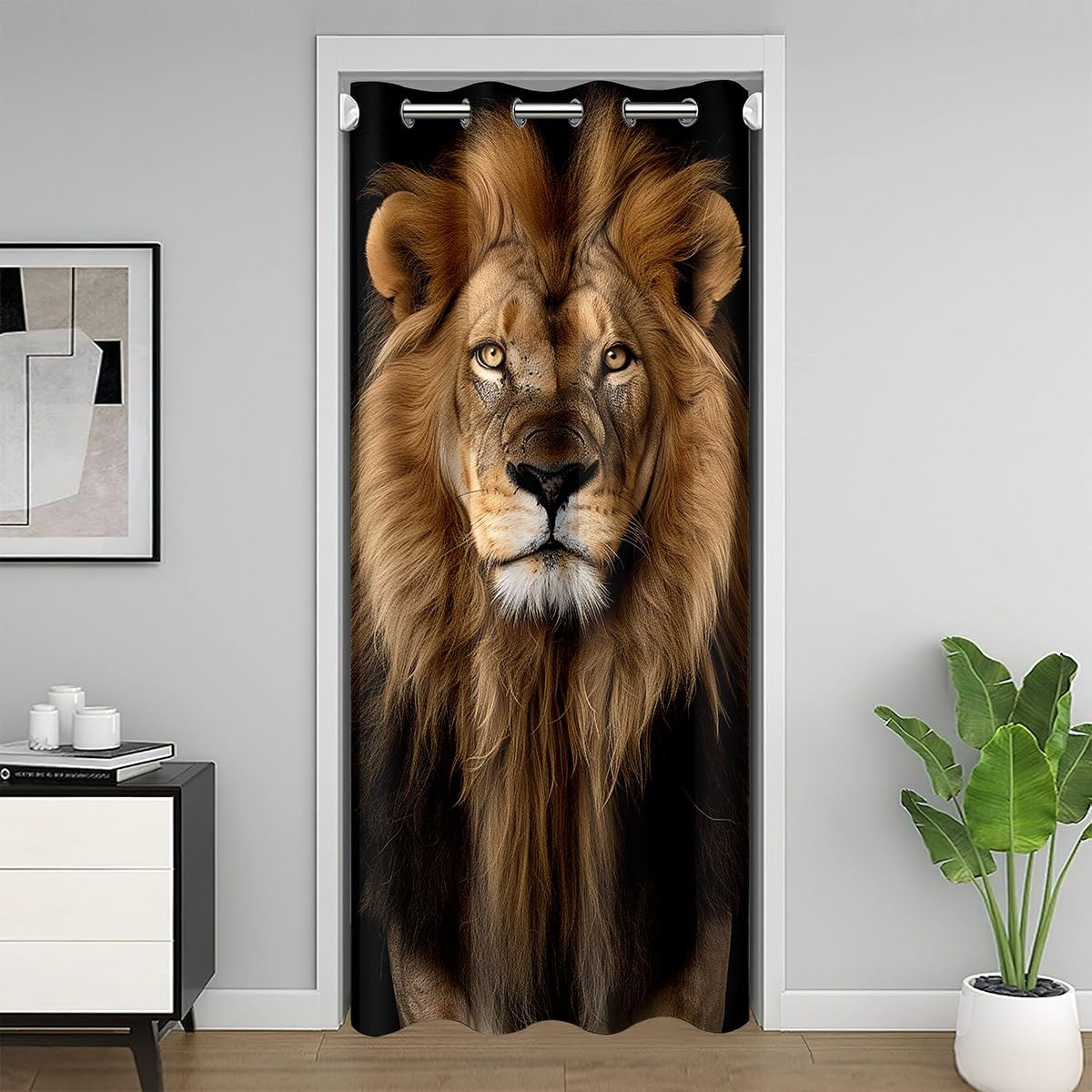 Loussiesd Lion Door Curtain for Doorway Privacy 150x203cm 1 Panel Kids Safari Closet Cover Boys Girls Teens 3D Wild Animal Room Divider Curtain Washable Wildlife Style Decor Bedroom Living Room Decor