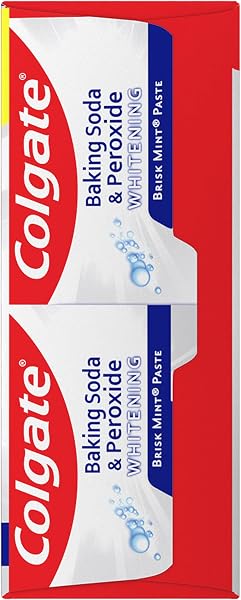 Colgate Baking Soda & Peroxide Toothpaste - Whitens Teeth, Fights Cavities & Removes Stains, Brisk Mint, 6 Ounce (Pack of 2) - 5