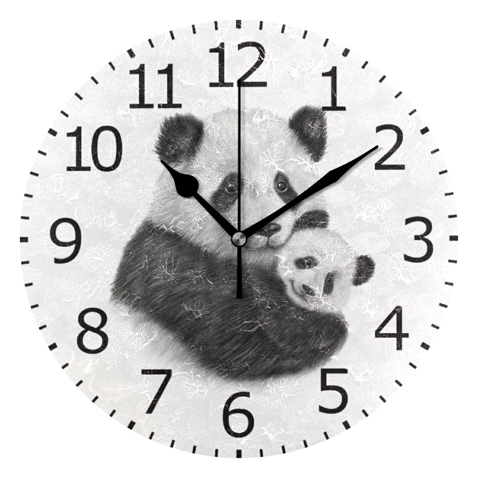Pendules murales panda mignon dessinée à la main horloge ronde 25cm