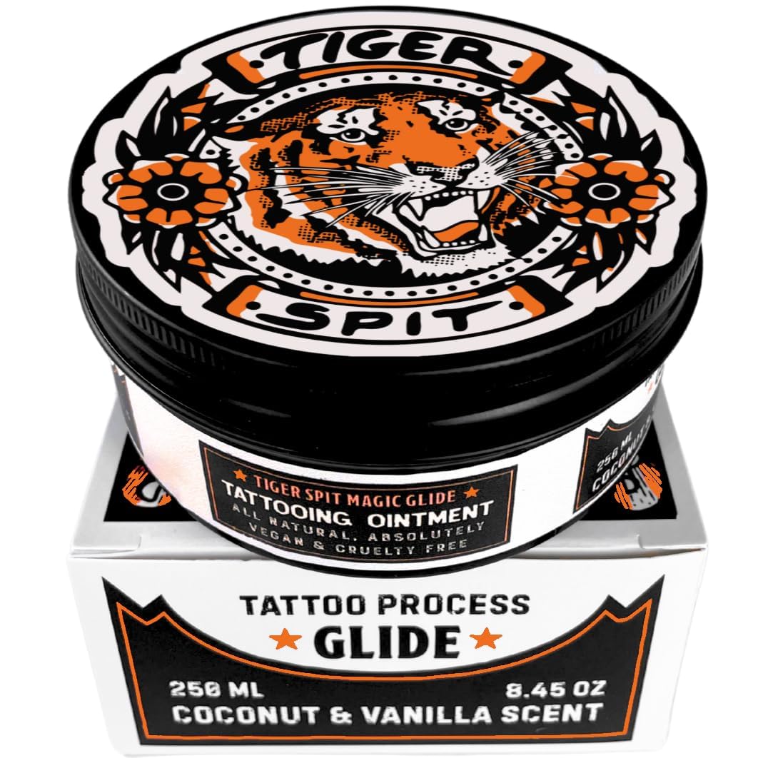 Tiger Spit Tattoo Glide 7.5oz | Professional Tattoo Ointment for Artists | Reduces Irritation & Swelling | Helps Pack Color Better | Smooth Glide, Non-Clogging Formula