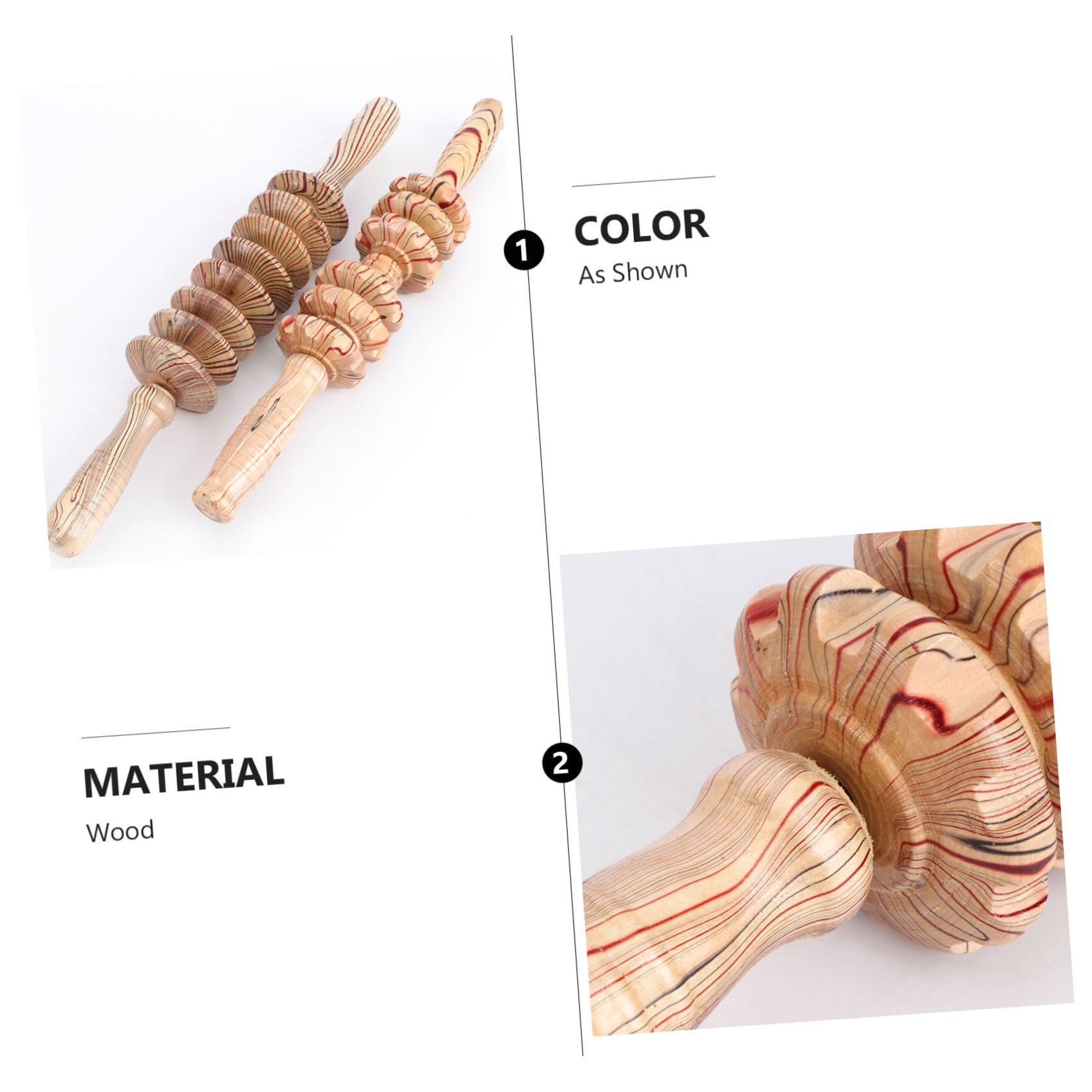 Manueller Massagestab mit 2 Stück Holz, Roller für Taille und Nacken | Regenerationswerkzeug für Senioren und Fitness, Multifunktionale Muskelrolle mit Rollstab Design