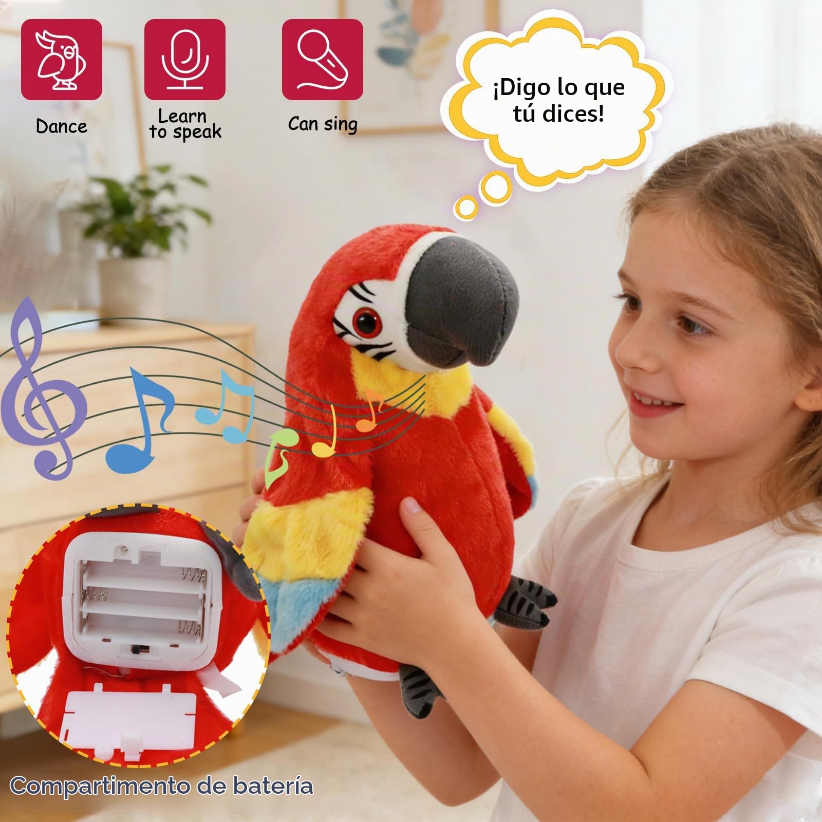 JTLB Infantile En Peluche Musique Poupée électrique Chantant Danse Marche Parlant Perroquet Bebe Fille Bouteille Poupee Marr Amz