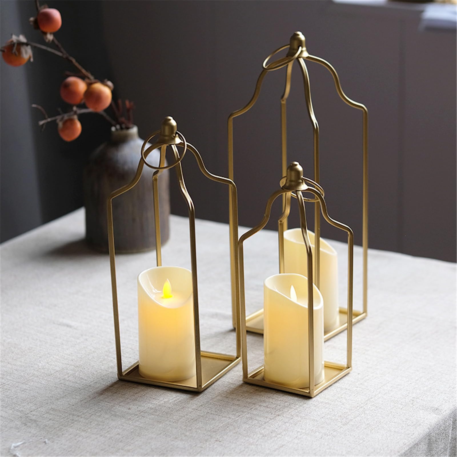 3-teilige Kerzenständer aus Eisen, europäische dekorative Mittelstücke, hängende Kerzenlampe für den Esstisch, Couchtisch, Desktop Display, europäische