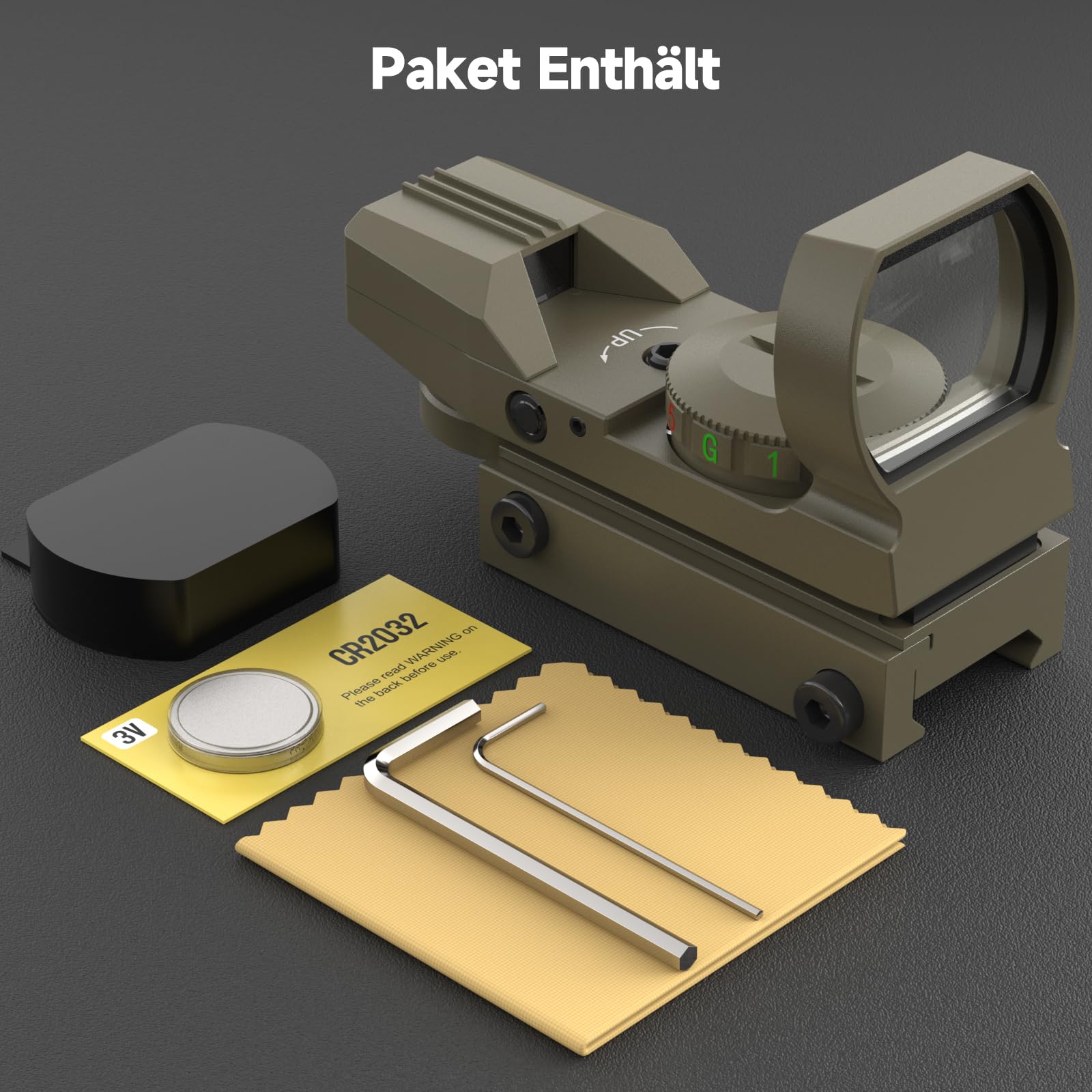 Red Dot Visier-Rotpunktvisier Reflex Sight mit Red Green & 4 Absehen Punkt, 20 mm/22 mm Picatinny, Schienenhalterung und Abdeckung für schnelles Zielen, Jagen und Schießen