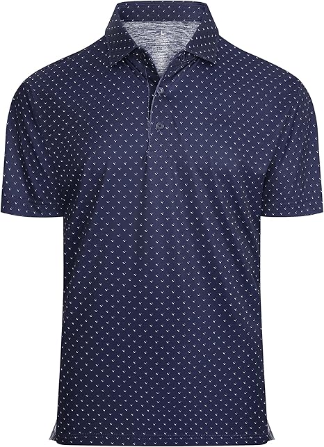 Alex Vando Mens Golf Shirt Moisture Wicking Classic Print Golf Shirts for Men