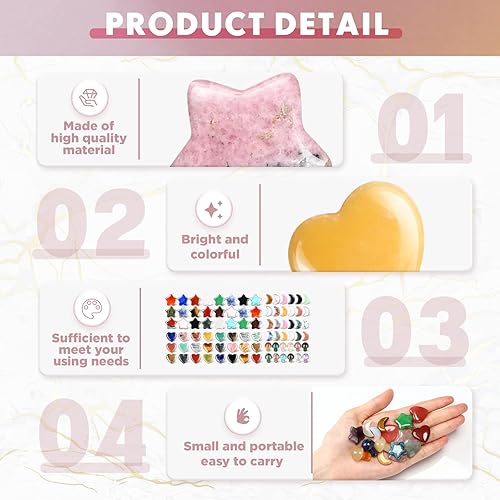 Miniatura 3 de Nuenen 100 piezas de escultura de hongo a granel de cristal, San Valentín, en forma de corazón, luna, estrella, piedras de preocupación, piedras