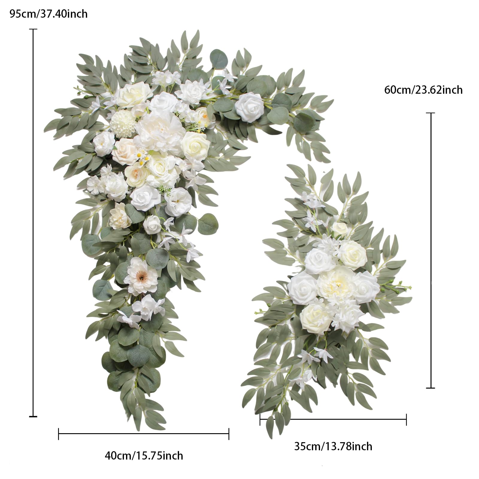 Arche de Fleurs avec Rideaux (Lot de 3) pour cérémonie de Mariage, tonnelle et Toile de Fond de réception, décoration de Mariage, Panneaux de Bienvenue, décoration Florale de fête