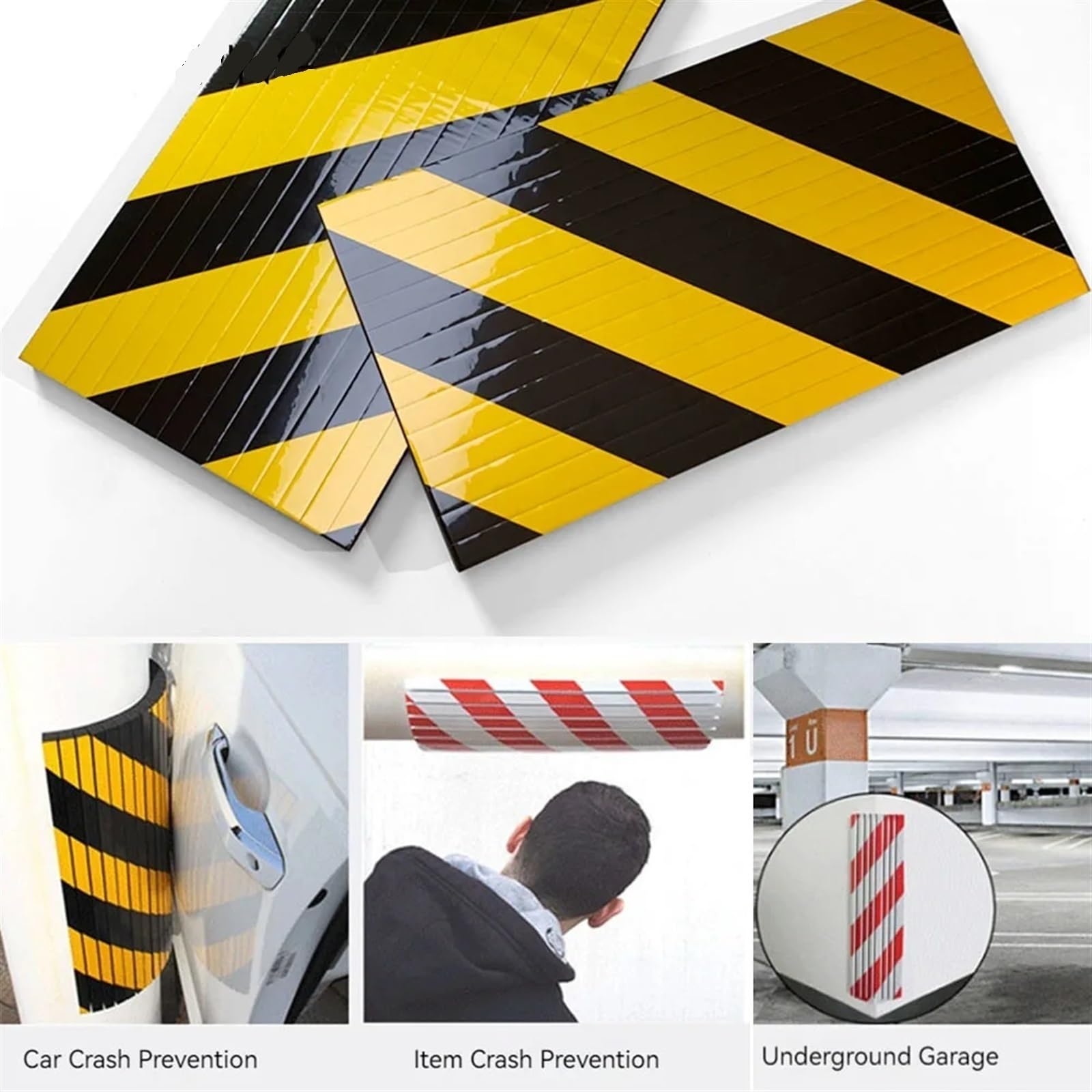 1/2/4 pièces protecteur de porte de garage de stationnement en mousse protecteur de mur de garage avertissement accessoires de voiture coin pare-chocs bord autocollant adhésif anti-rayures(2PCS Yellow