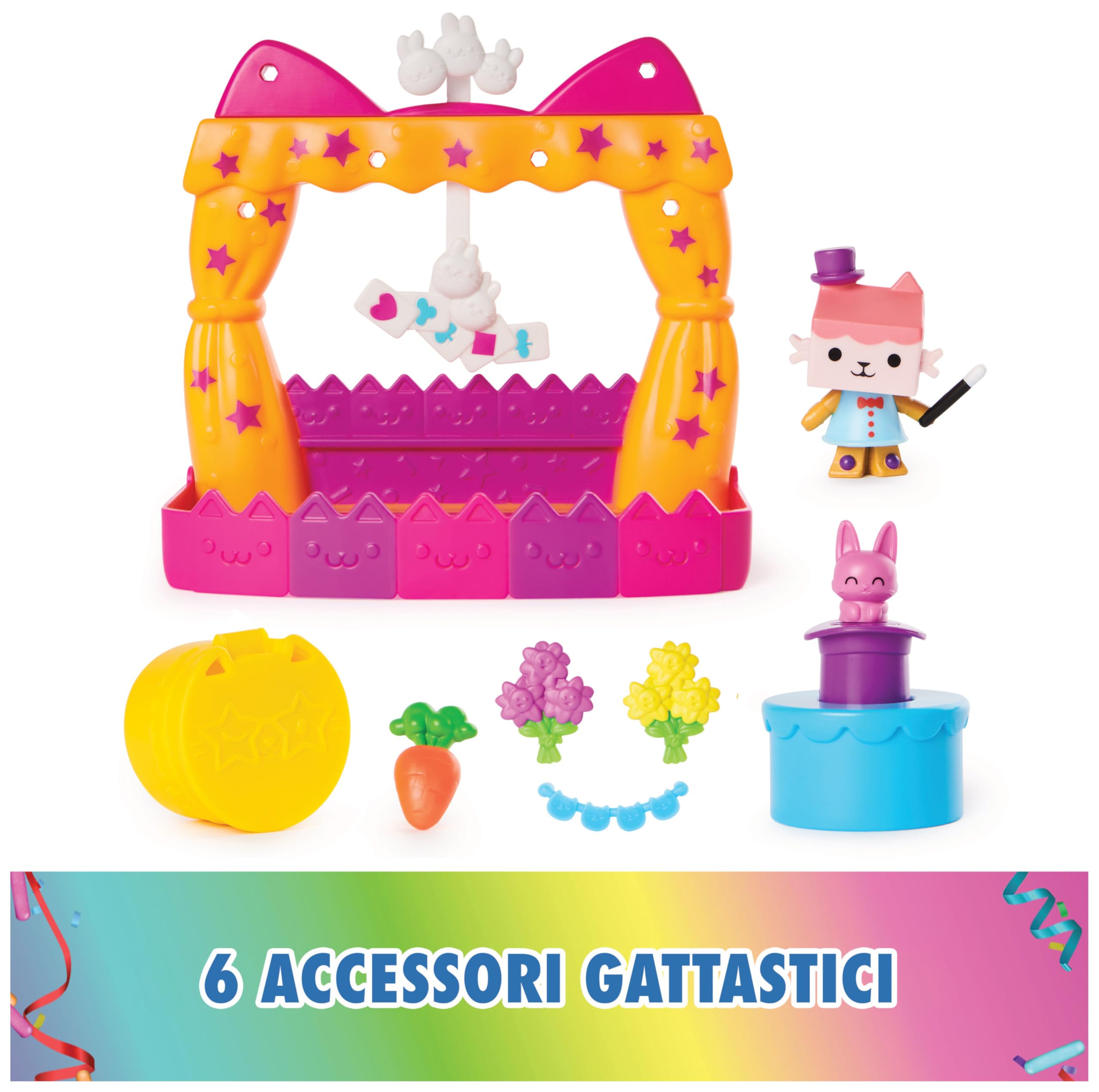 Gabby's Dollhouse, Set di Gioco Balcone per il Talent Show di Baby Box, 8 Pezzi con Personaggi e Accessori per Casa delle Bambole, Gioco Sensoriale per Bambine e Bambini dai 3 Anni in Su