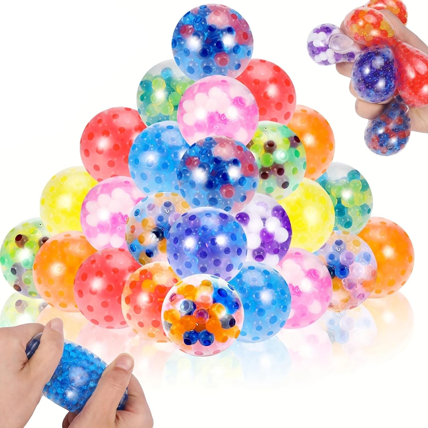 20PCS Stress Balls – Small Fidget Sensory Squishy Toys Stress Relief Balls for kids and Adults with ADHD Autism, Classroom Prizes, Party Favors Gifts, Goodie Bag Stuffers，Toys for Boys Girls
