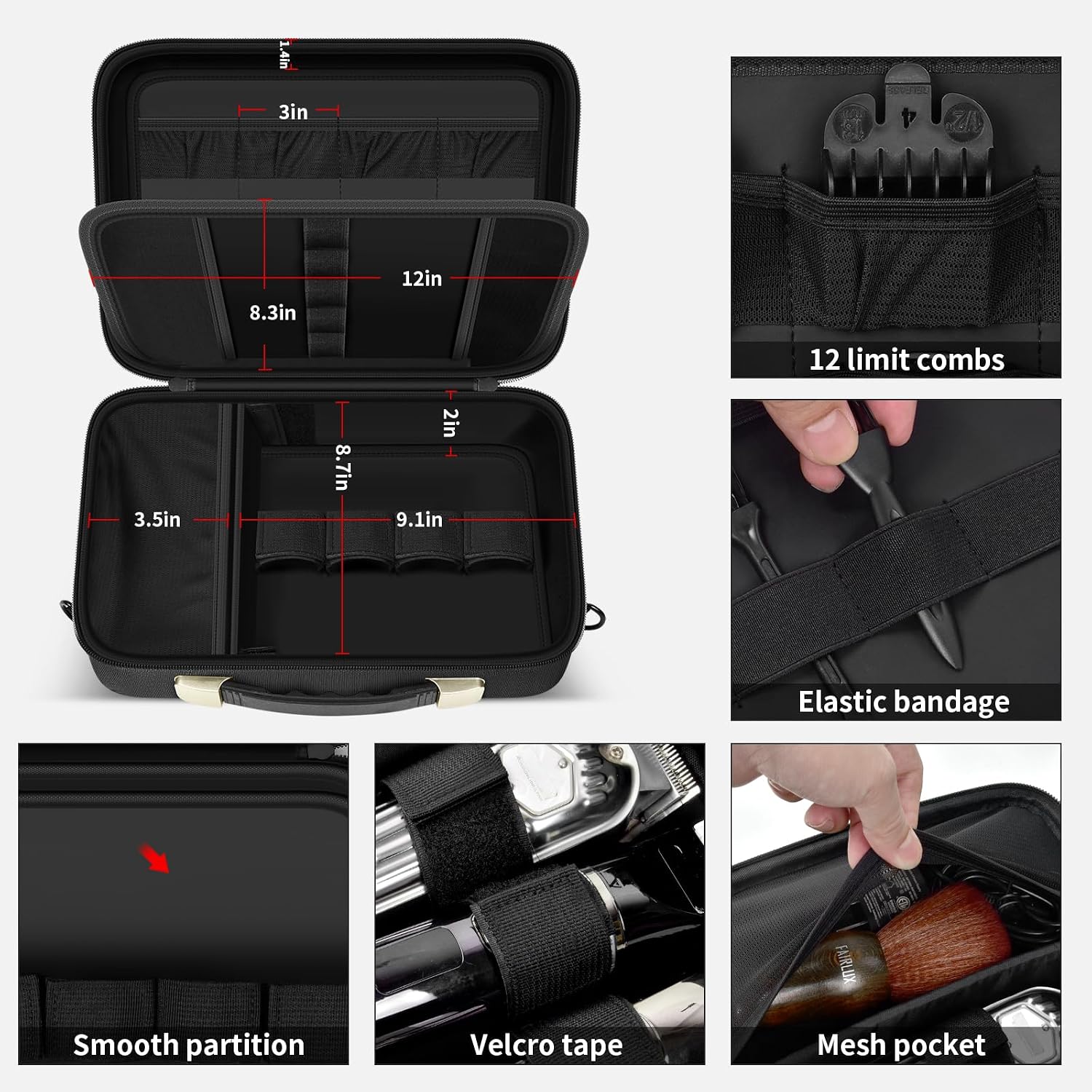 ANKHOH Barber Case for Hair Clippers & Trimmers with Shoulder Strap, Black