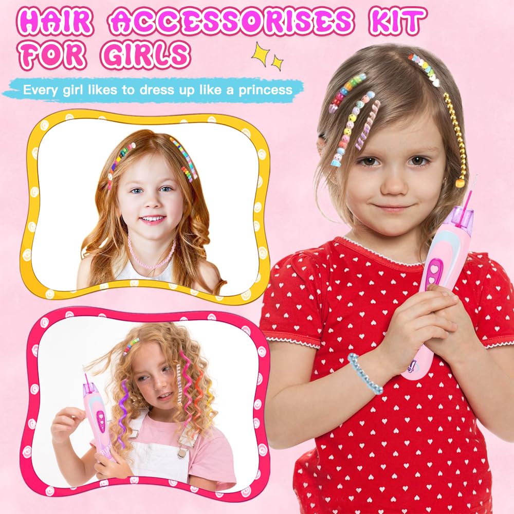 Machine à Tresser Les Cheveux + Kit Perles Colorées – Jouet Créatif Coiffure Fille 5-10 Ans, Accessoire DIY