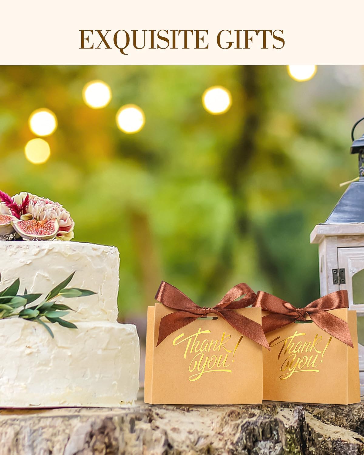 EQOREIIN Small Gift Bags, 25 Pack 4.5x1.8x3.9 Inches Mini Thank You Bags Brown Kraft Paper Gift Bag with Bow Ribbon, Small Candy Bags Gift Bag Bulk for Birthday Wedding Baby Shower (Brown) - Image 2