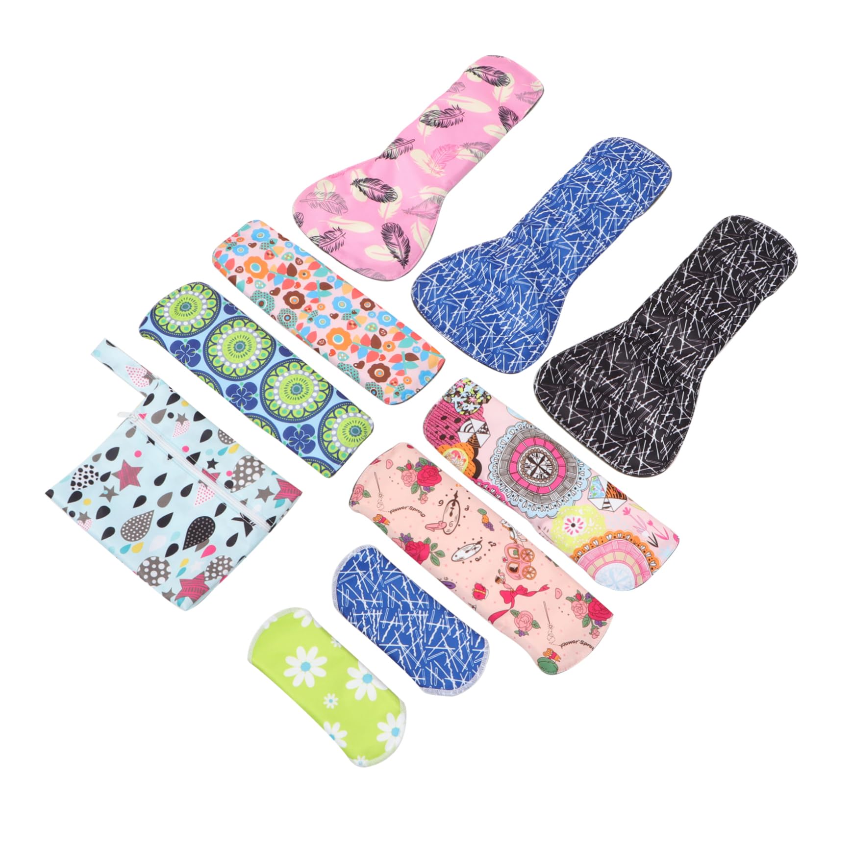 Healvian Lot De 9 Serviettes Hygiéniques Lavables En Fibre Réutilisables Avec De Rangement