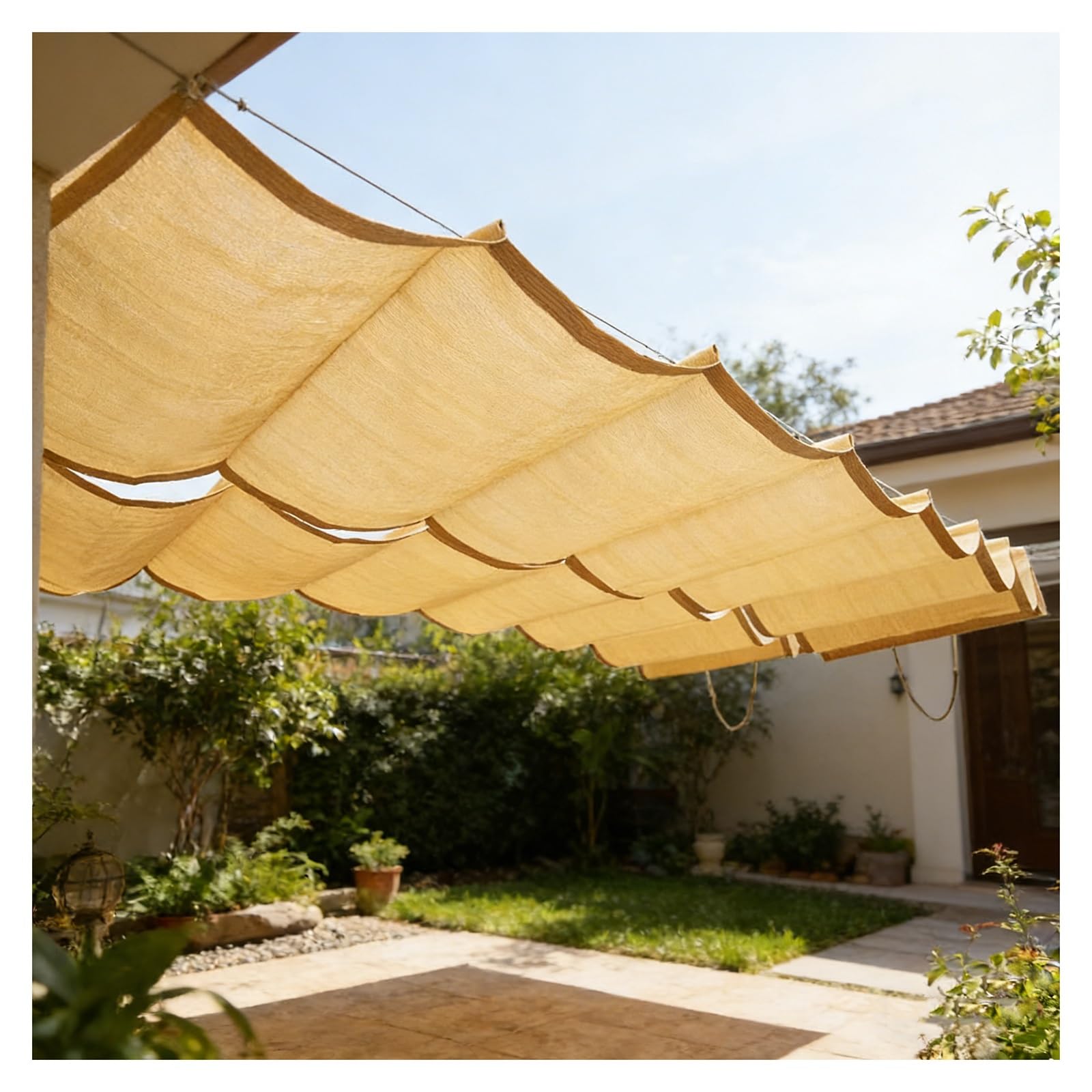 ZXCASDF Wave-Sonnensegel，Einziehbares Sonnensegel，Auf Draht Schieben Markise Abdeckung，UV-Beständiges Welle Überdachung Markise，Patio Lüftung Dach Unterschlupf(W1.5*L15m/W4.92*L49.21ft) Garten
