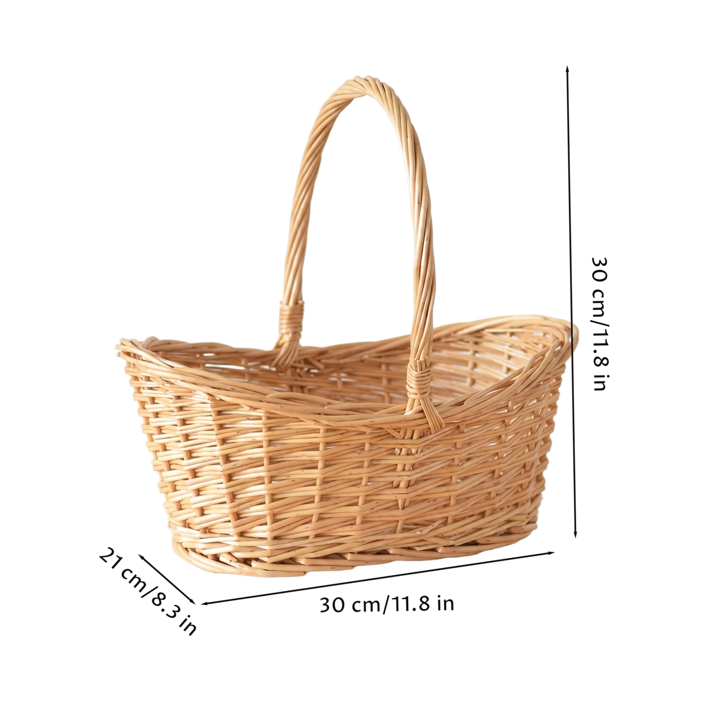 Cestas de jardín ideales para recolectar verduras Cesta de picnic de mimbre con asa Cesta de sauce natural tejida a mano ideal para recolectar verduras y almacenamiento - 11, 81 x 8, 27 x 11, 81 pulga