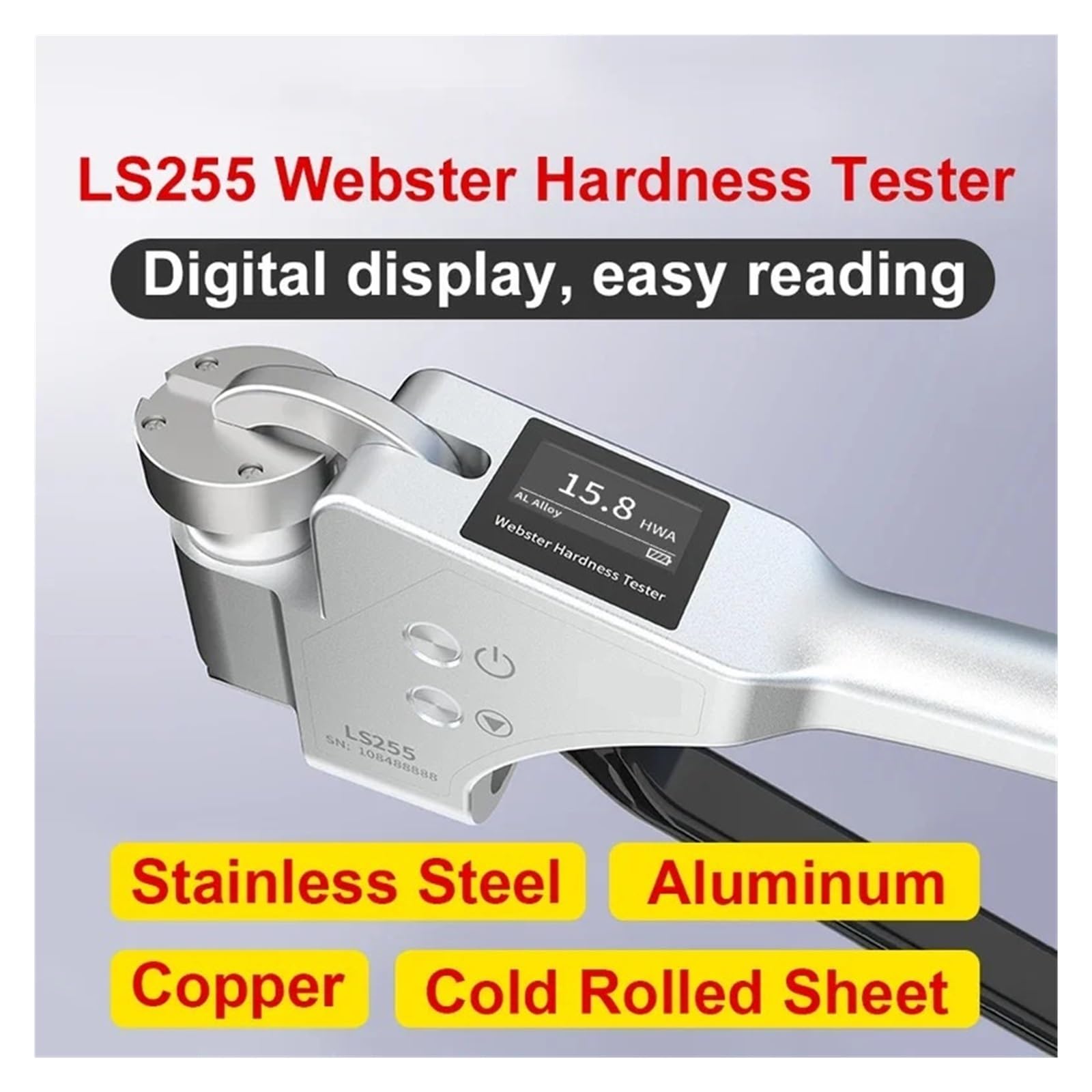 ウェブスター硬度計 ポータブルアルミニウム硬度測定 デジタルスクリーン 高精度 0.1HWA アルミニウム合金用 様々な金属用 W-20/W-20A/W-20B ポータブル金属ウェブスター硬度計 アルミニウム合金ウェブスター