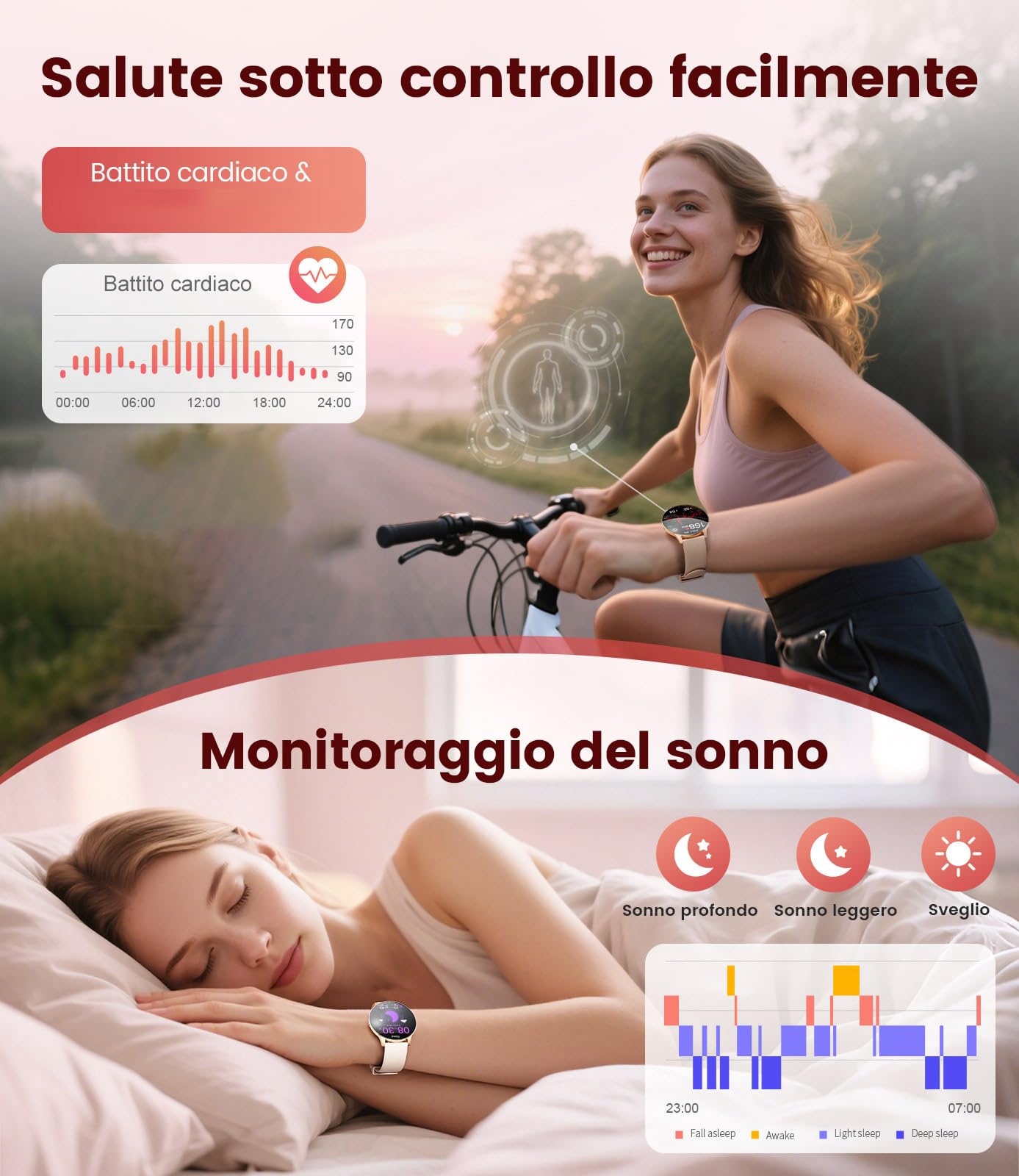 LIGE Smartwatch da donna, 1,43" HD AMOLED Smartwatch con funzione telefonica, orologio sportivo in oro nero con 120+ modalità sportive, monitoraggio del sonno, ciclo mestruale,Oro