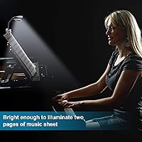 Vista 5 de Luz de soporte de música, luces LED blancas con clip, funciona con pilas USB y AAA, lámpara de lectura en la cama, 4 niveles de brillo, ideal