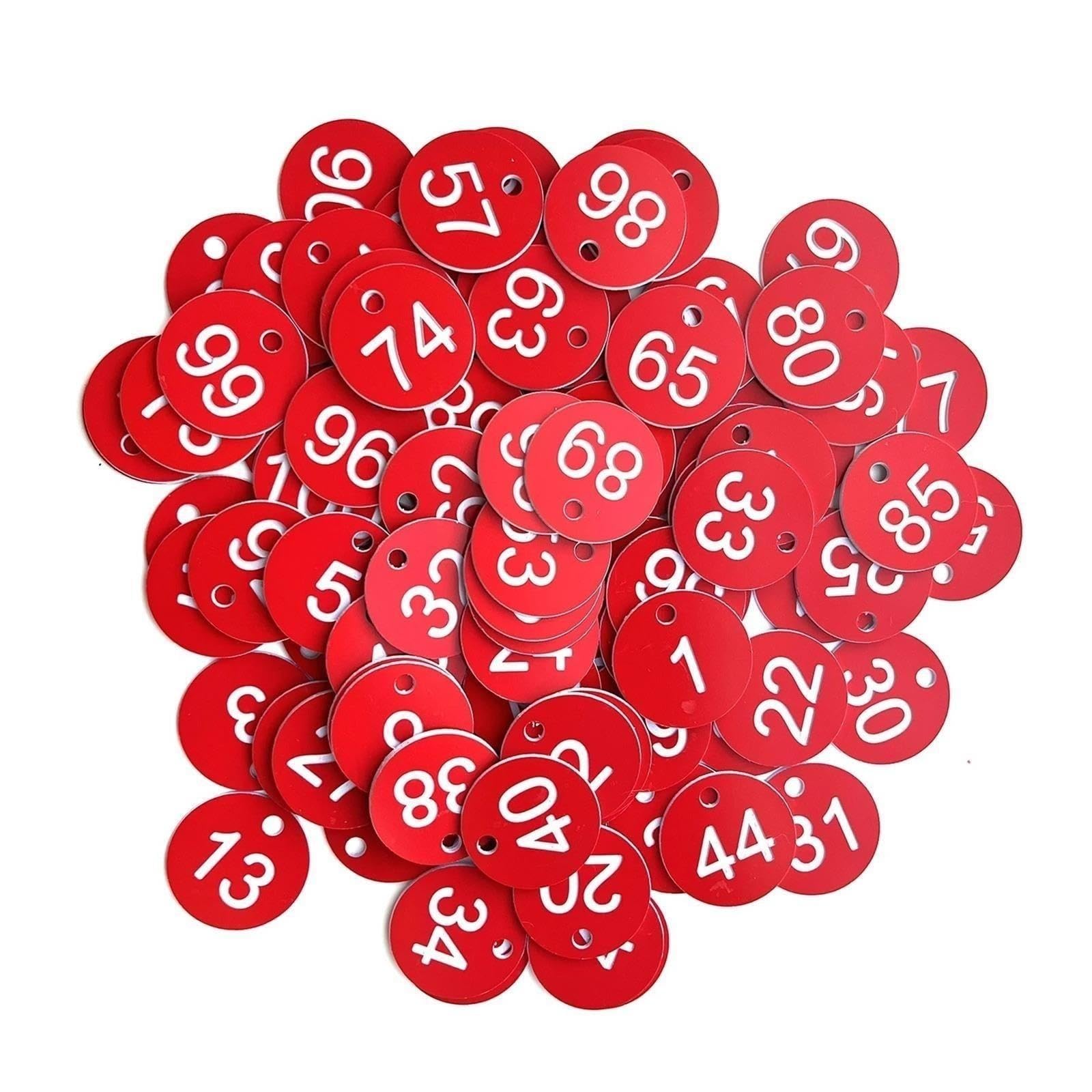 500/1000 Stück 1-500/1000 Schlüsselhandkarten Nummernschilder Gravierte Etiketten Schrankcodierung Für Restaurants(1-500 Red Withe)