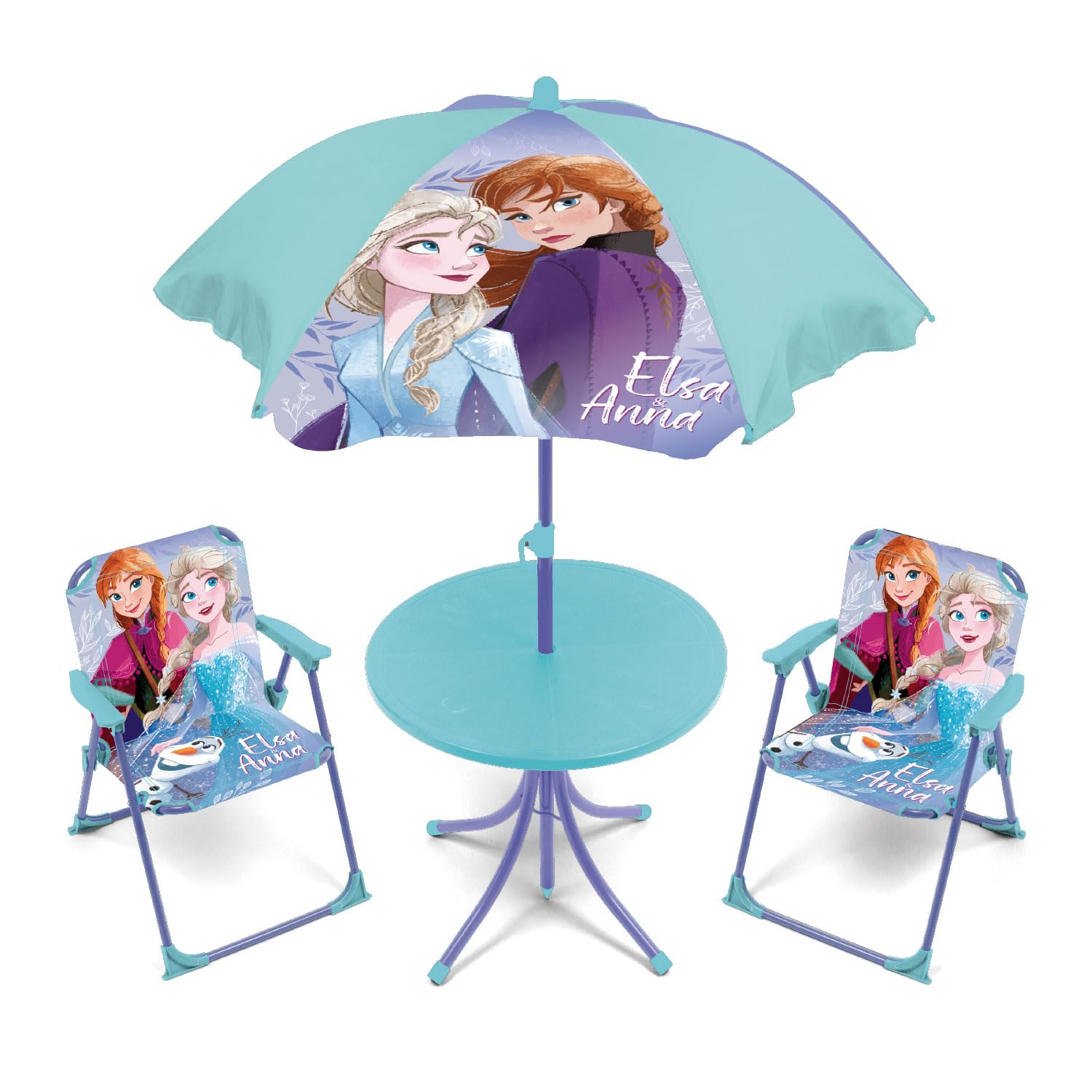 ARDITEX Frozen Table Set with 2 Chairs & Parasol, 50 x 50 x 48 cm, 38 x 32 x 53 cm, Diameter 110 cm, Modern, Furniture