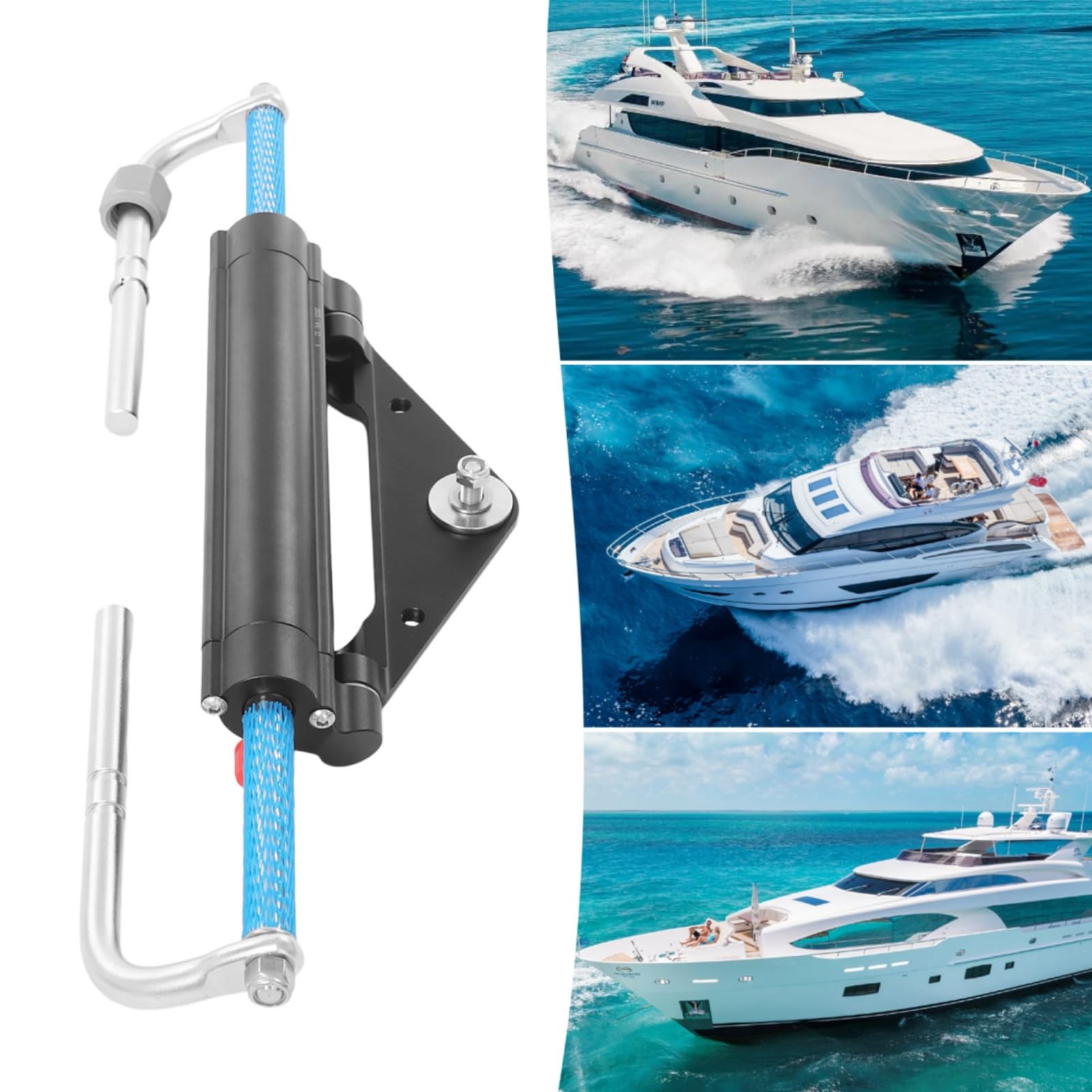 Kit de dirección hidráulica fueraborda de 150 CV, kit de dirección hidráulica para barcos marinos, mecanismo de dirección hidráulica con bomba hidráulica, cilindro de dirección y mangueras