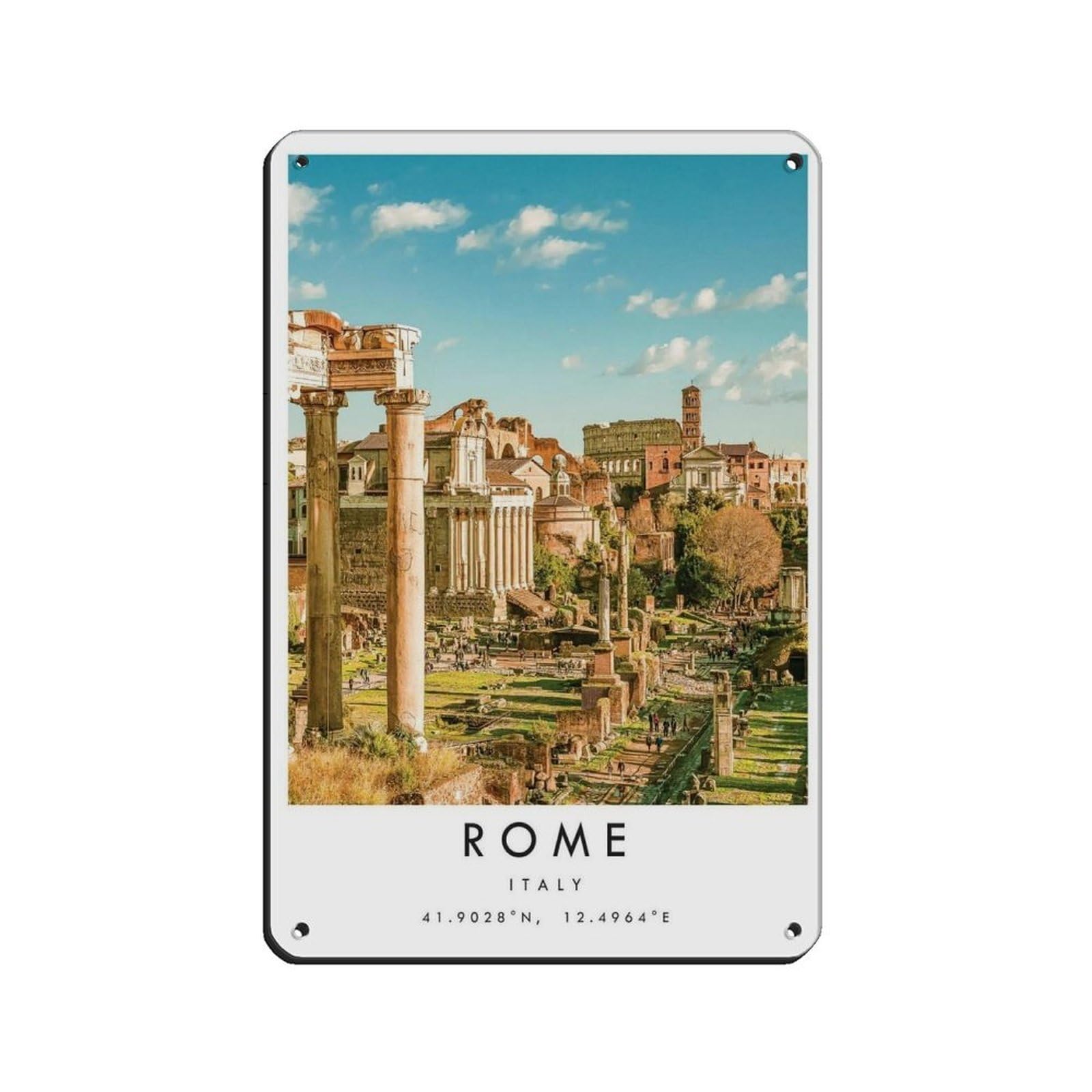 Rome Travel, Italy Poster Tin Sign Vintage Metal Pub Club Cafe Bar Home Wall Art Decoration Poster Retro 8x12inch(20x30cm)