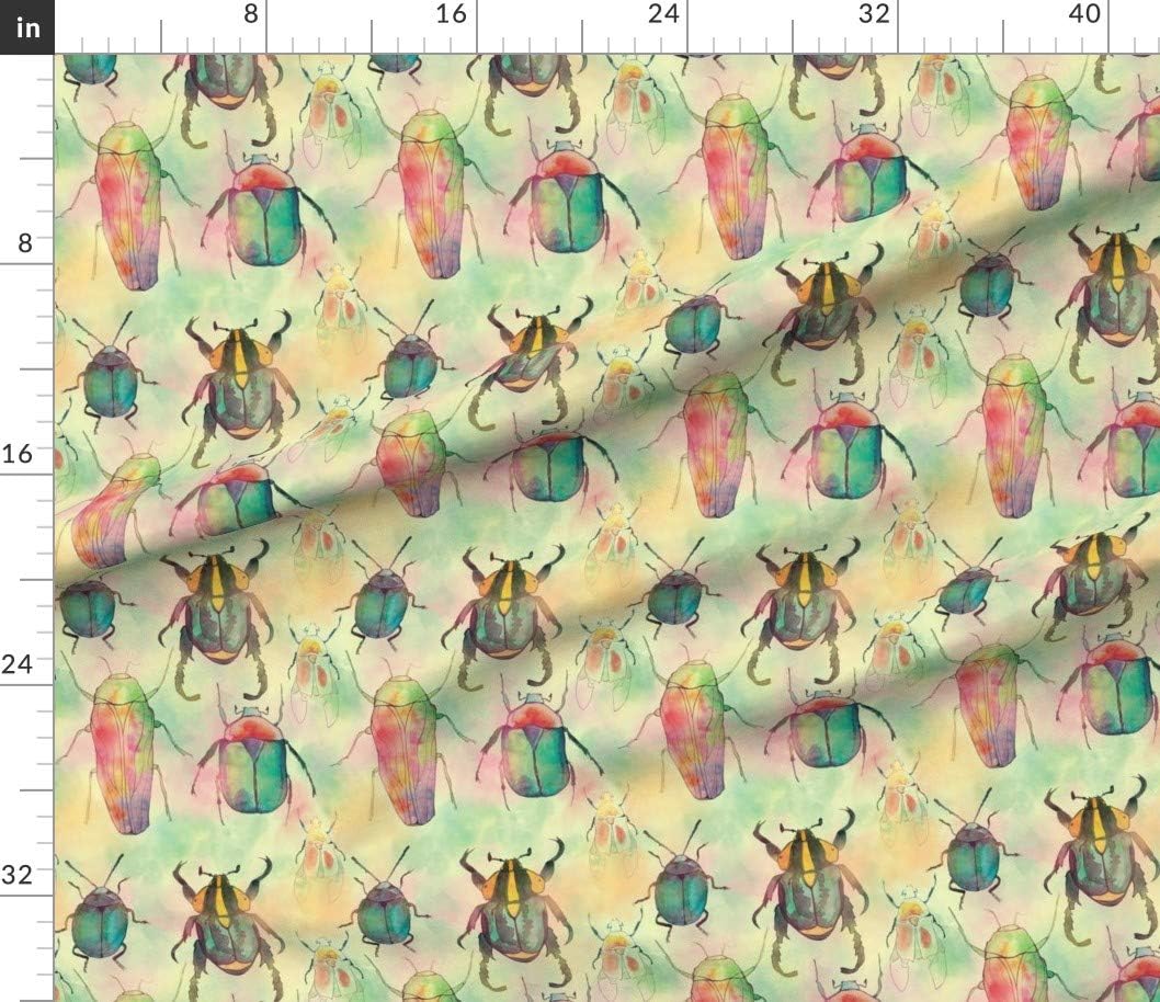 Spoonflower Fabric - Walk Egyptian Beetle Whimsical Watercolor Insects Bug Nature Insect Printed on Petal Signature Cotton Fabric by The Yard - Sewing Quilting Apparel Crafts Decor
