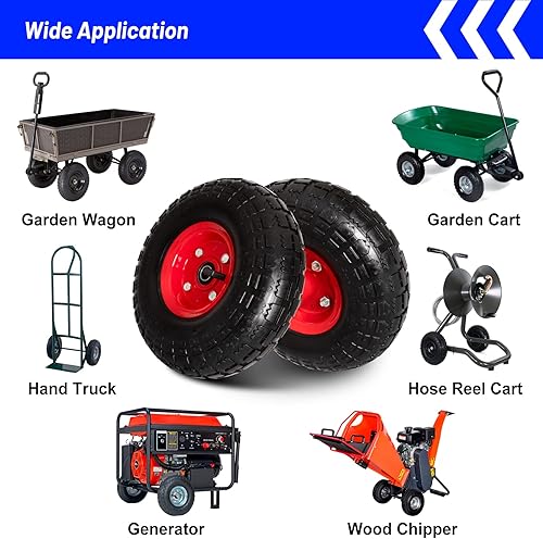 Miniatura 7 de 8 Inch Universal Wheels and 10 Inch 4.103.50-4 Pneumatic Tires for Gorilla Cart, Hand Truck, Garden Wagon, BBQ Grill