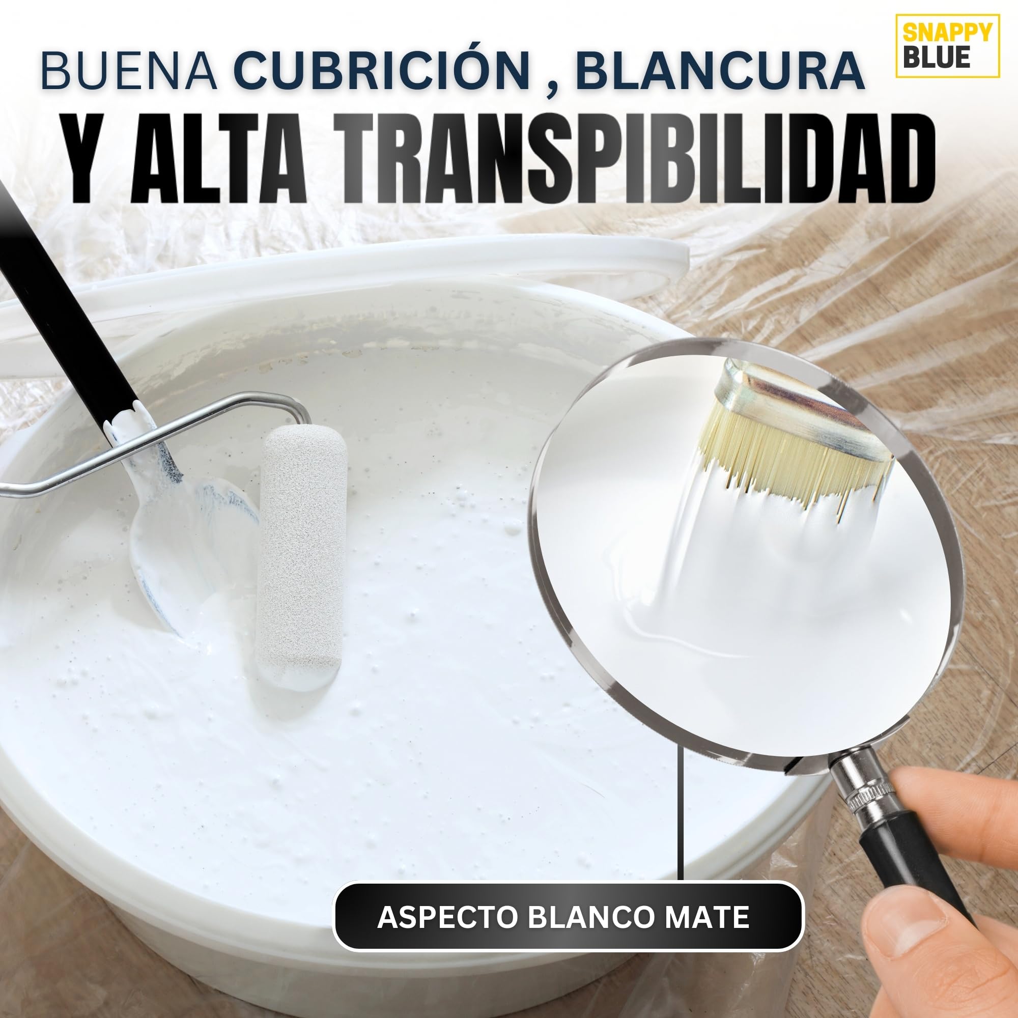 [4L] Pintura Blanca Interior Lavable de aspecto Mate, Pintura Plastica Blanca Interior para Múltiples Superficies con Alta Transpirabilidad, Pintura Pared (4L)